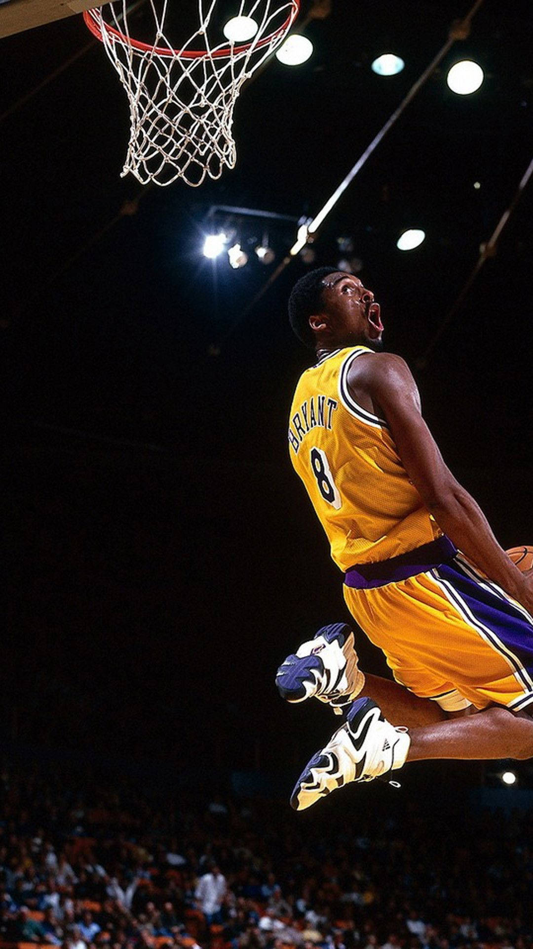 Kobe Bryant, iPhone, yellow Lakers jersey, Full HD Phone Wallpaper