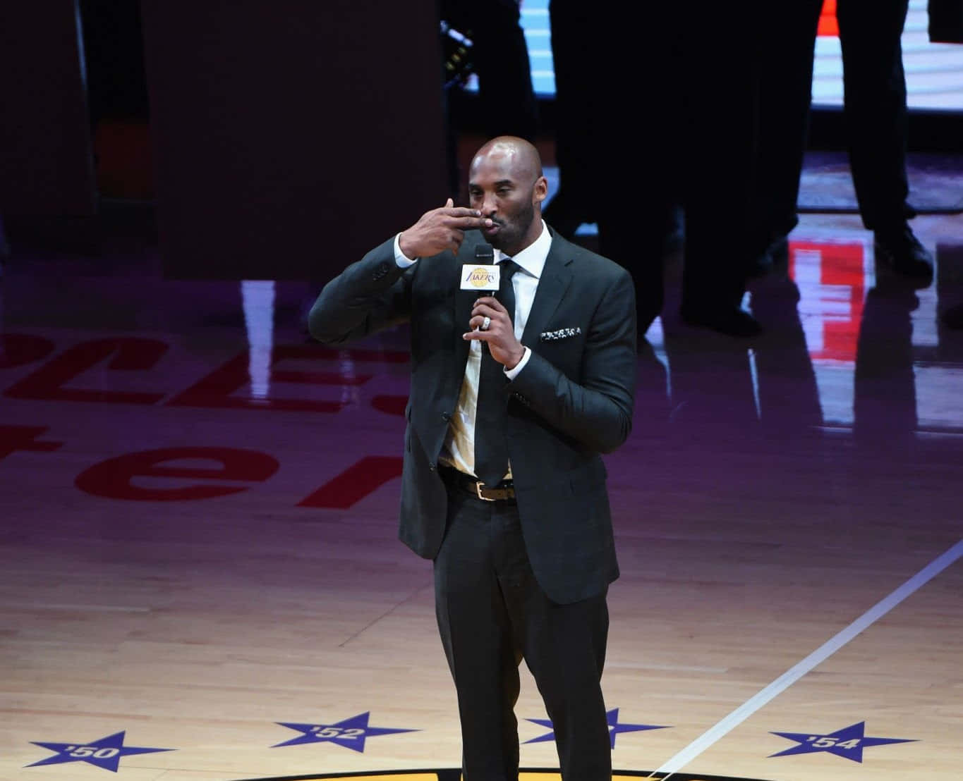 Kobe Bryant, sharp suit, basketball court, HD Desktop Wallpaper