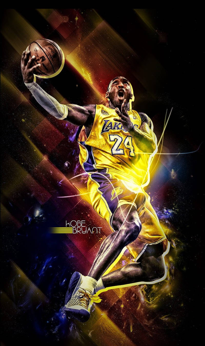 Kobe Bryant, yellow Lakers jersey, cosmic background, HD Phone Wallpaper