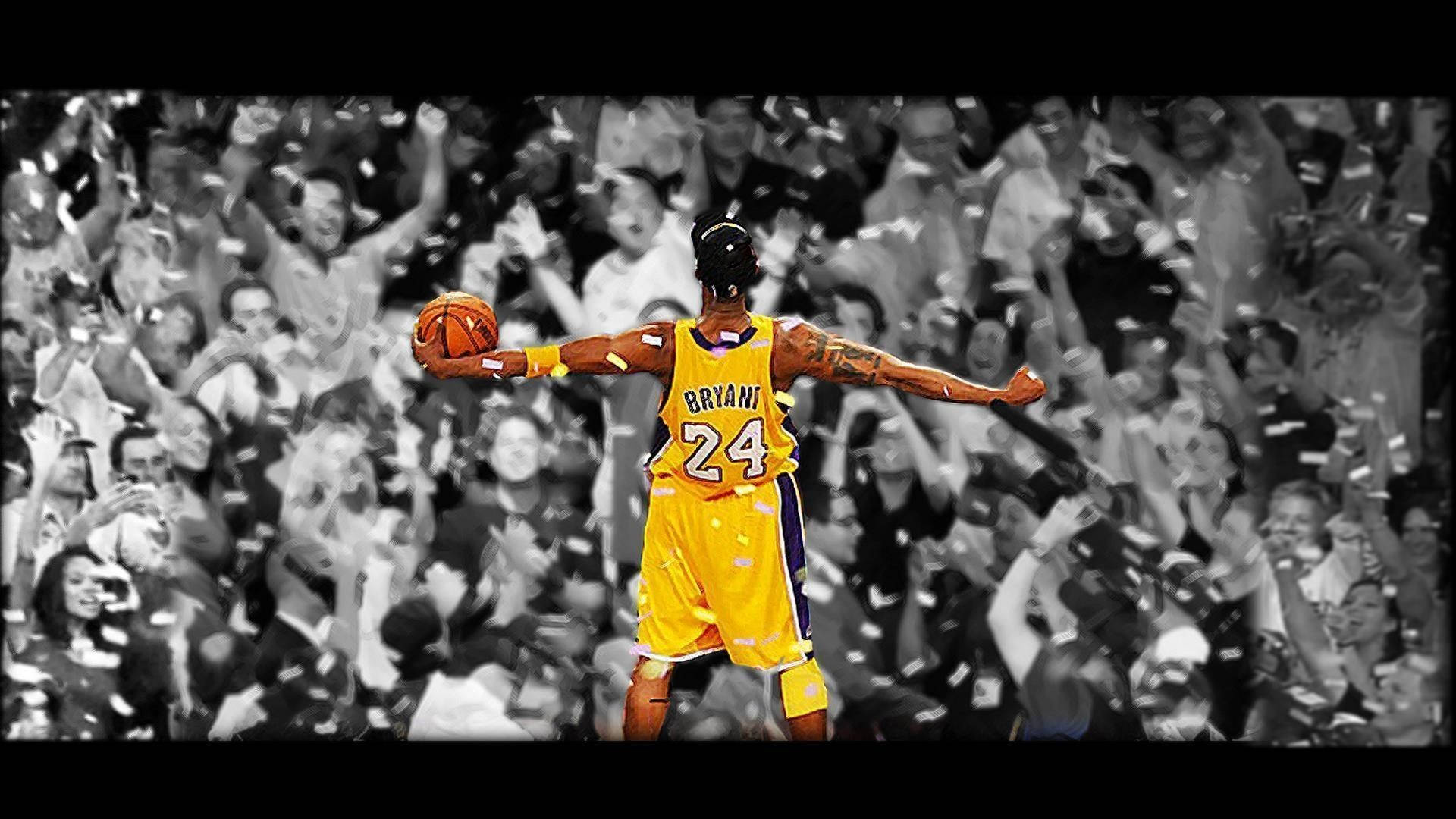 Kobe Bryant, number 24, yellow jersey, Full HD Desktop Wallpaper