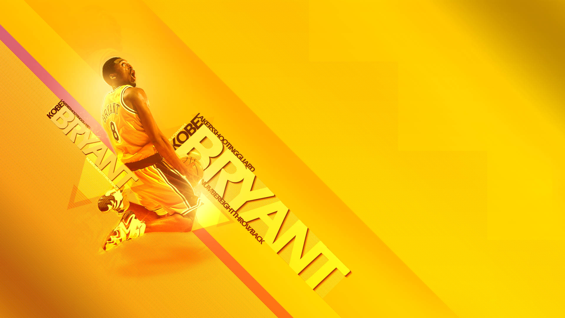 Kobe Bryant, bright yellow, radiant yellow gradient background, Full HD Desktop Wallpaper