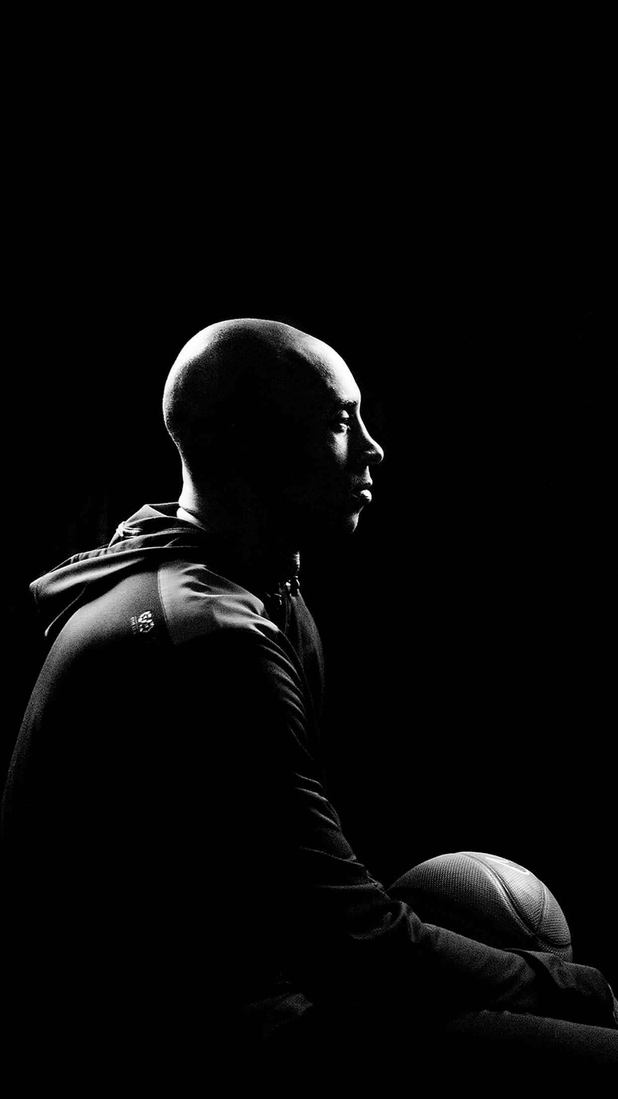 Kobe Bryant, black basketball, silhouette, Full HD Phone Wallpaper