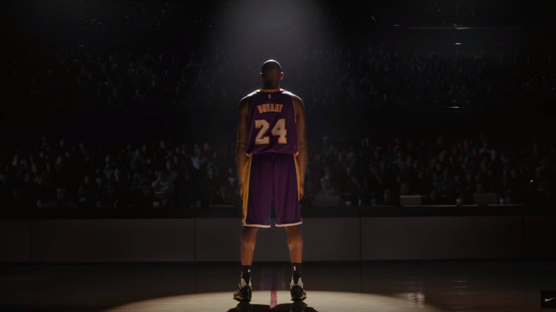 Kobe Bryant, purple 24 jersey, spotlight, Full HD Desktop Wallpaper