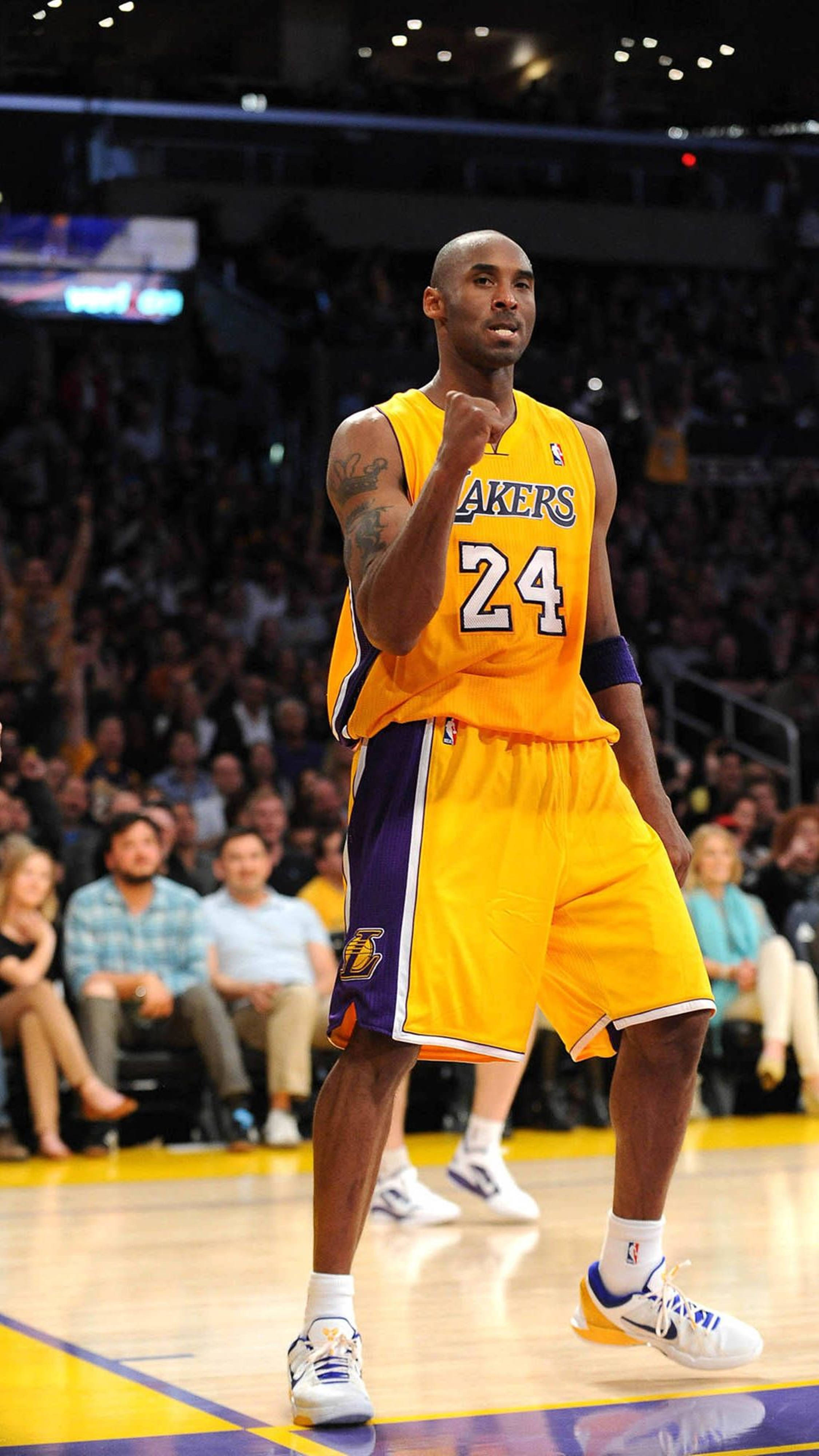 Kobe Bryant, yellow Lakers jersey, number 24, 4K Phone Wallpaper