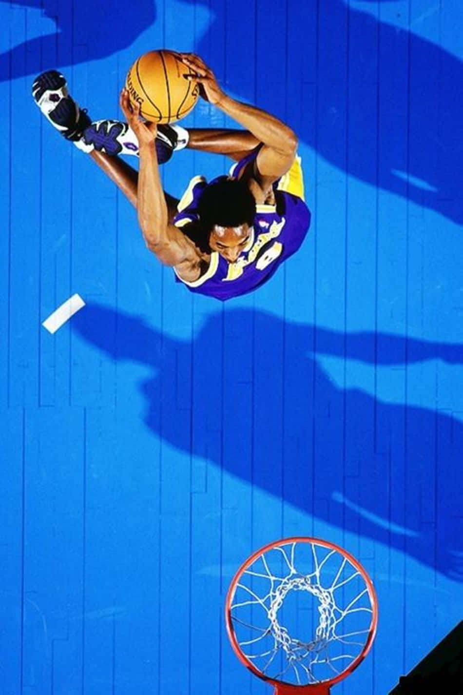 Kobe Dunking, blue aesthetic, purple jersey, HD Phone Wallpaper