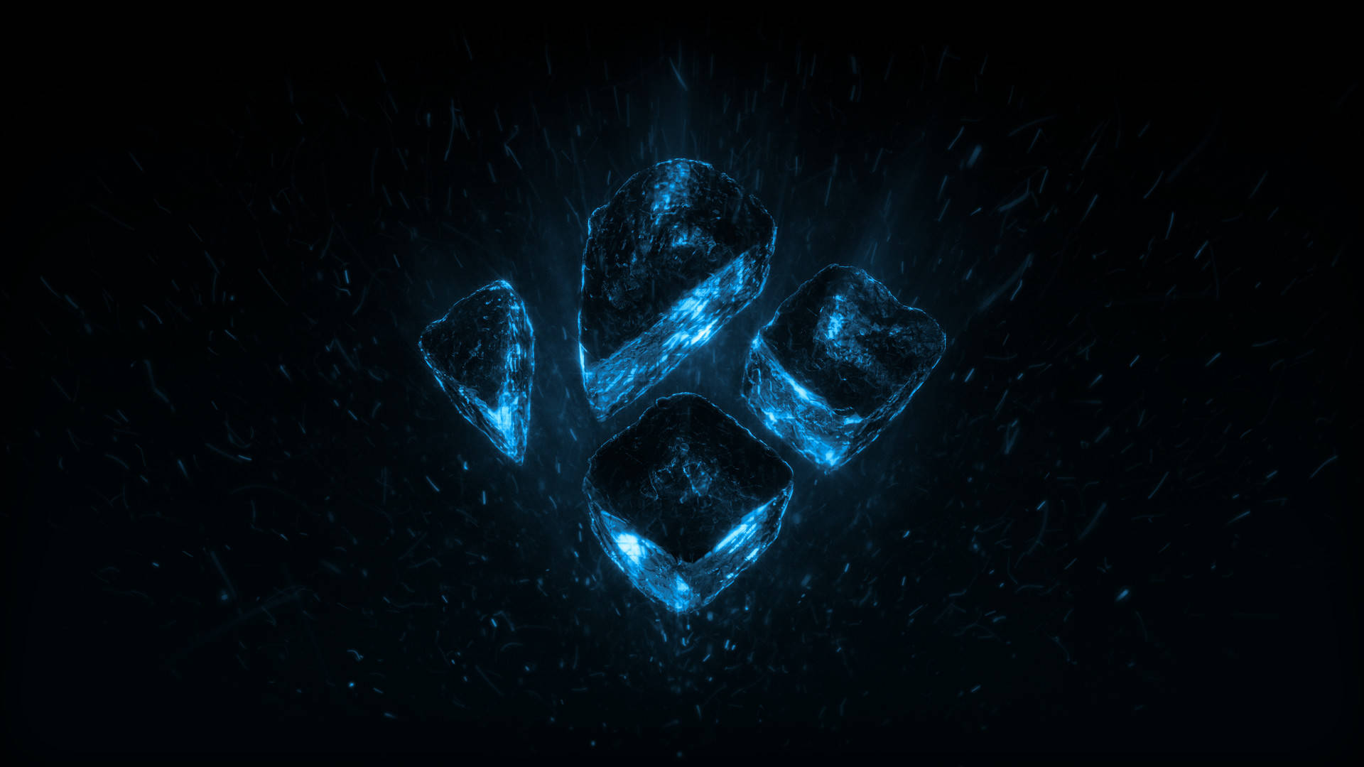 Kodi, glowing blue ice crystals, darkness, Full HD Desktop Wallpaper