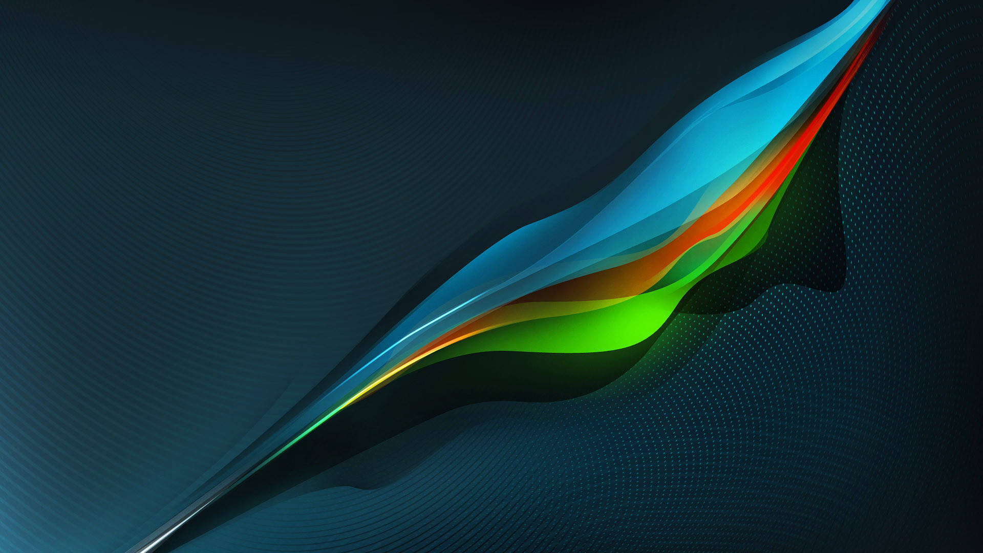 Kodi, colorful neon wave, blue green orange red, Full HD Desktop Wallpaper