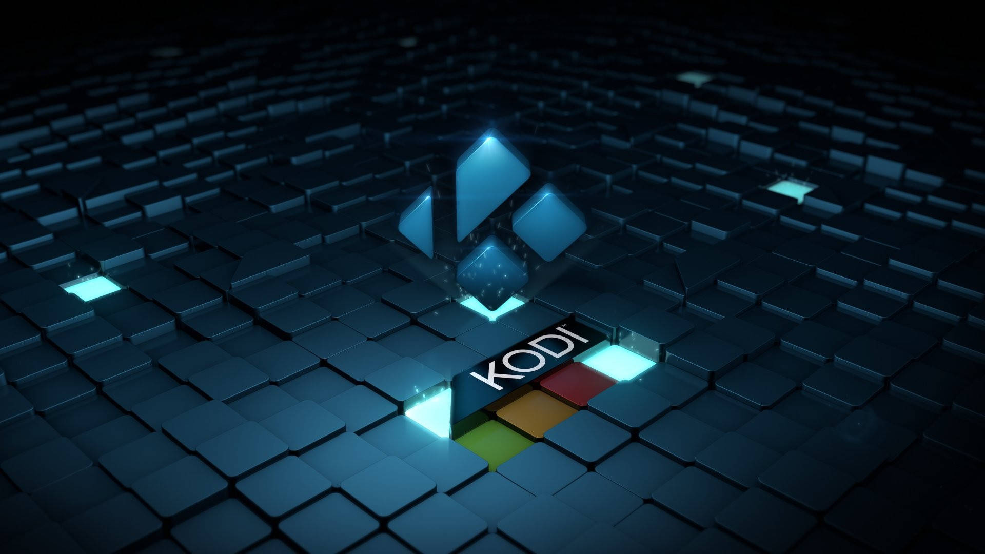 Kodi, metallic 3d, glowing blue, Full HD Desktop Wallpaper
