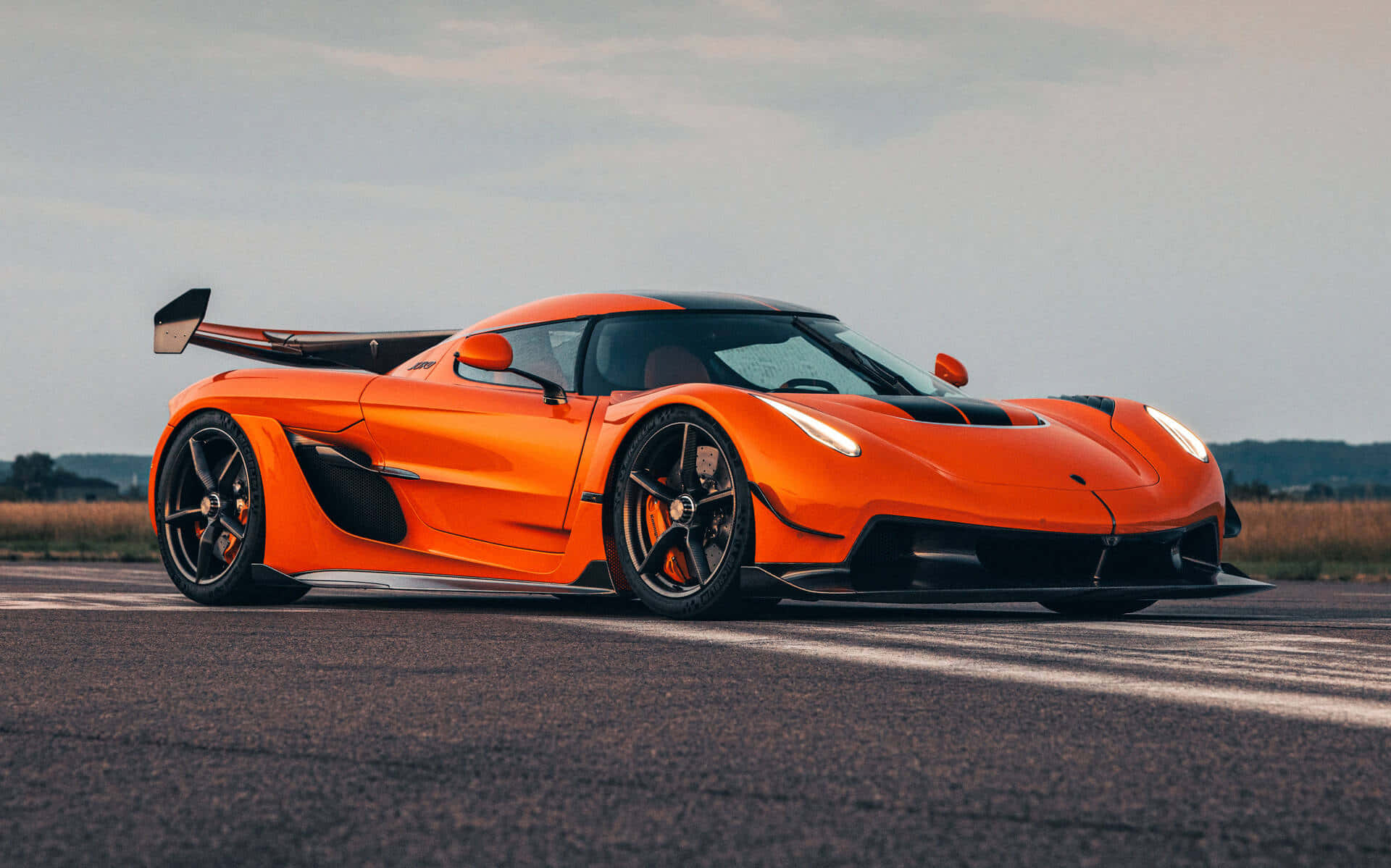Koenigsegg Jesko, orange, black accents, Full HD Desktop Wallpaper