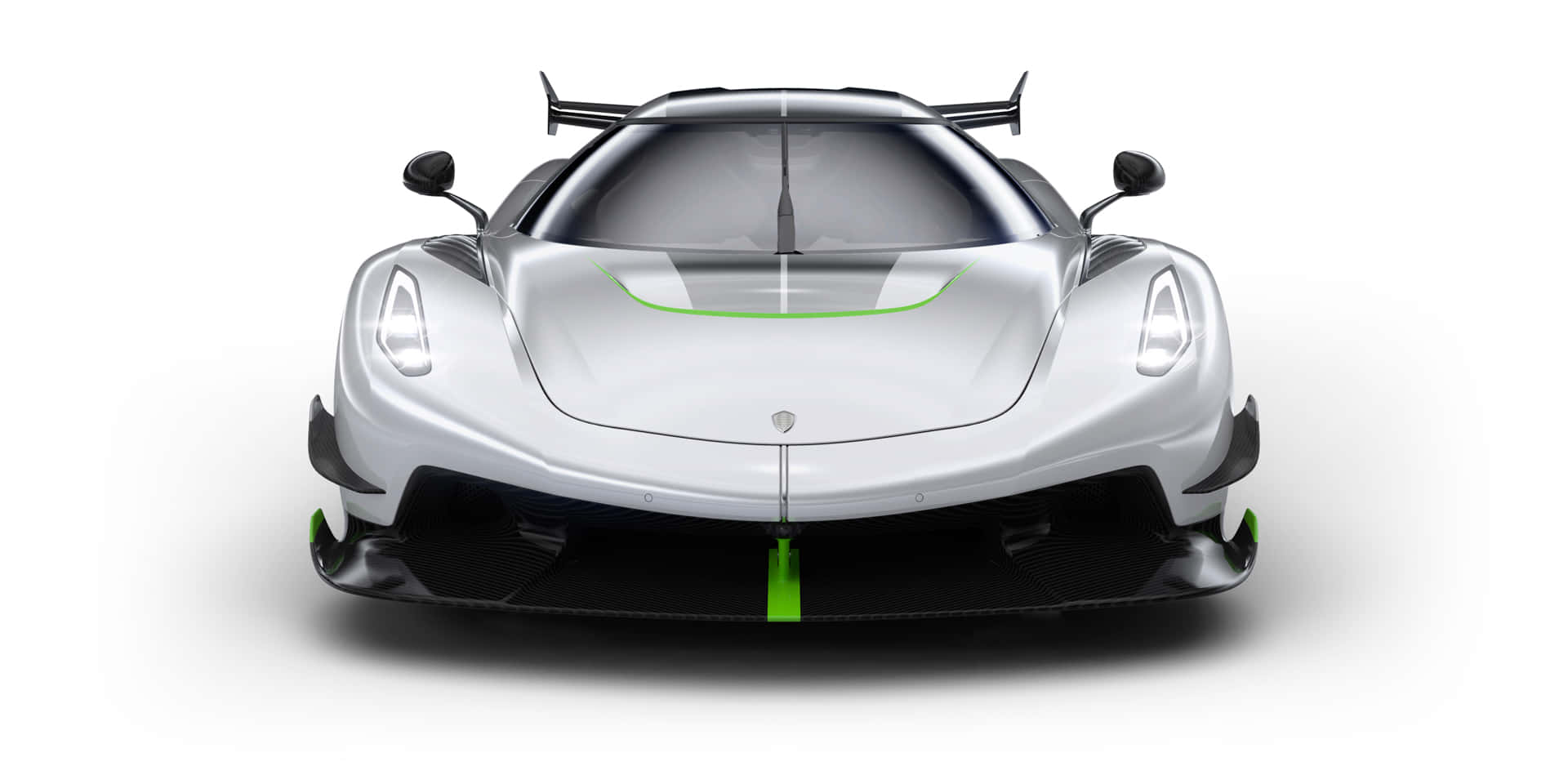 Koenigsegg Jesko, silver, green accents, Full HD Desktop Wallpaper