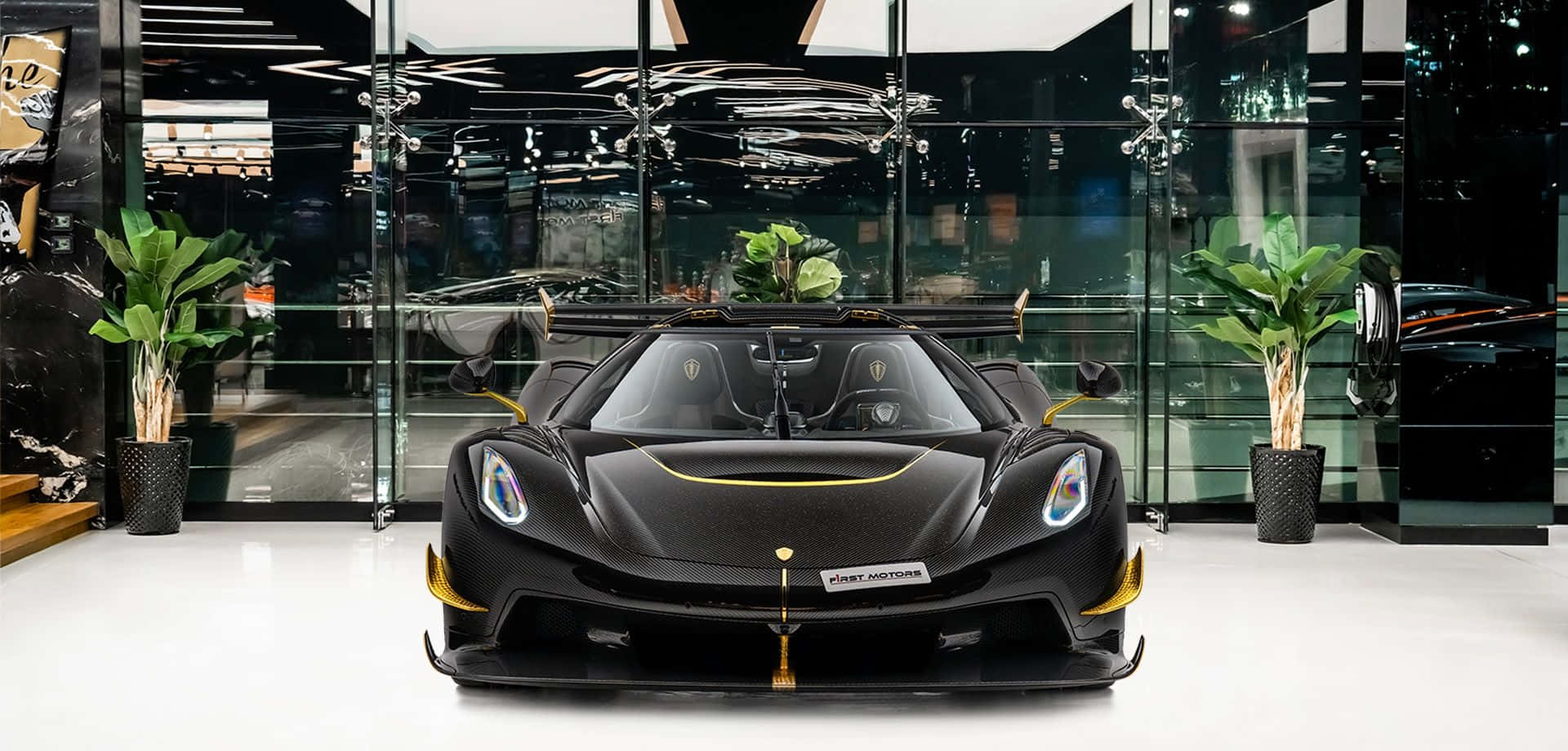Koenigsegg Jesko, black, gold accents, Full HD Desktop Wallpaper