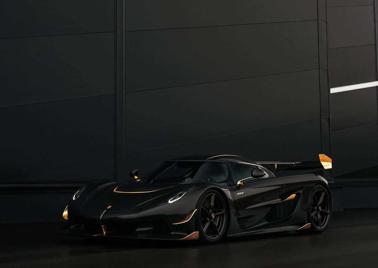 Koenigsegg Jesko, black, gold accents, HD Desktop Wallpaper
