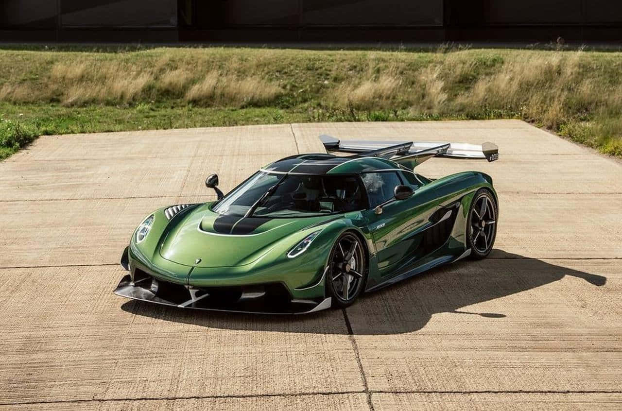 Koenigsegg Jesko, green, black accents, HD Desktop Wallpaper