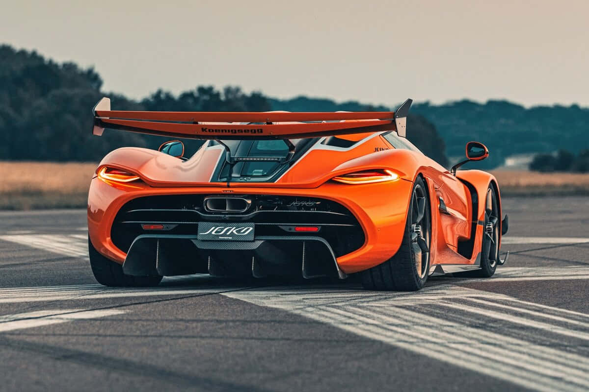 Koenigsegg Jesko, orange, rear view, SD Desktop Wallpaper