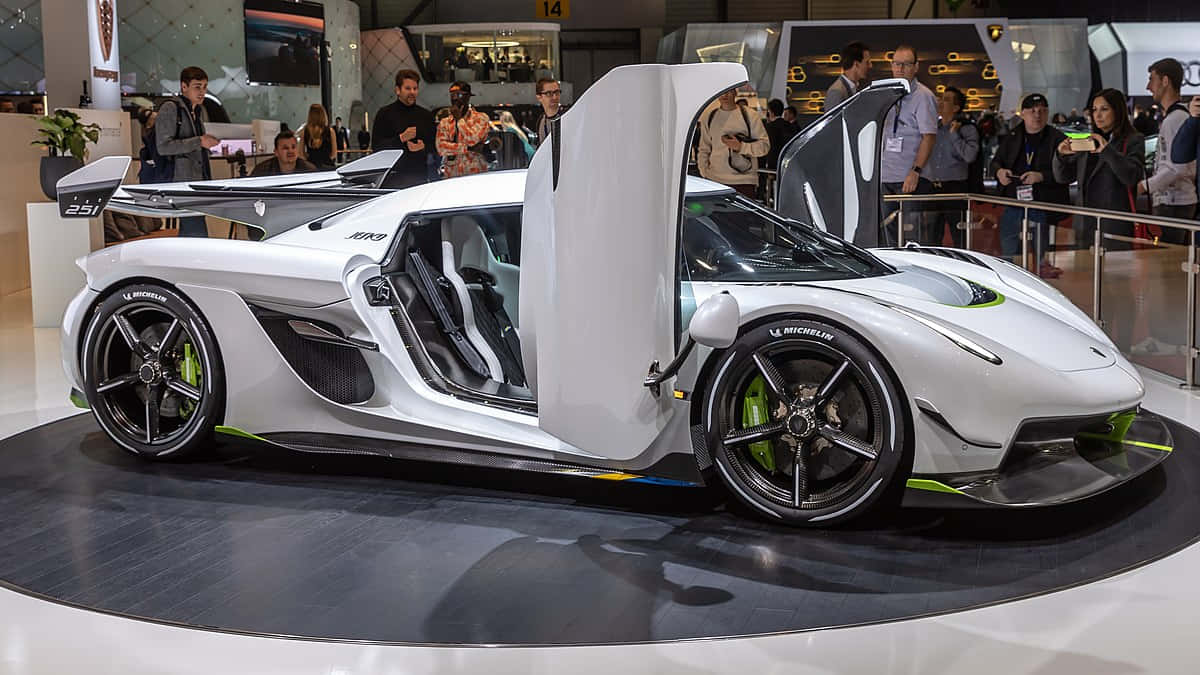 Koenigsegg Jesko, scissor doors, white, SD Desktop Wallpaper