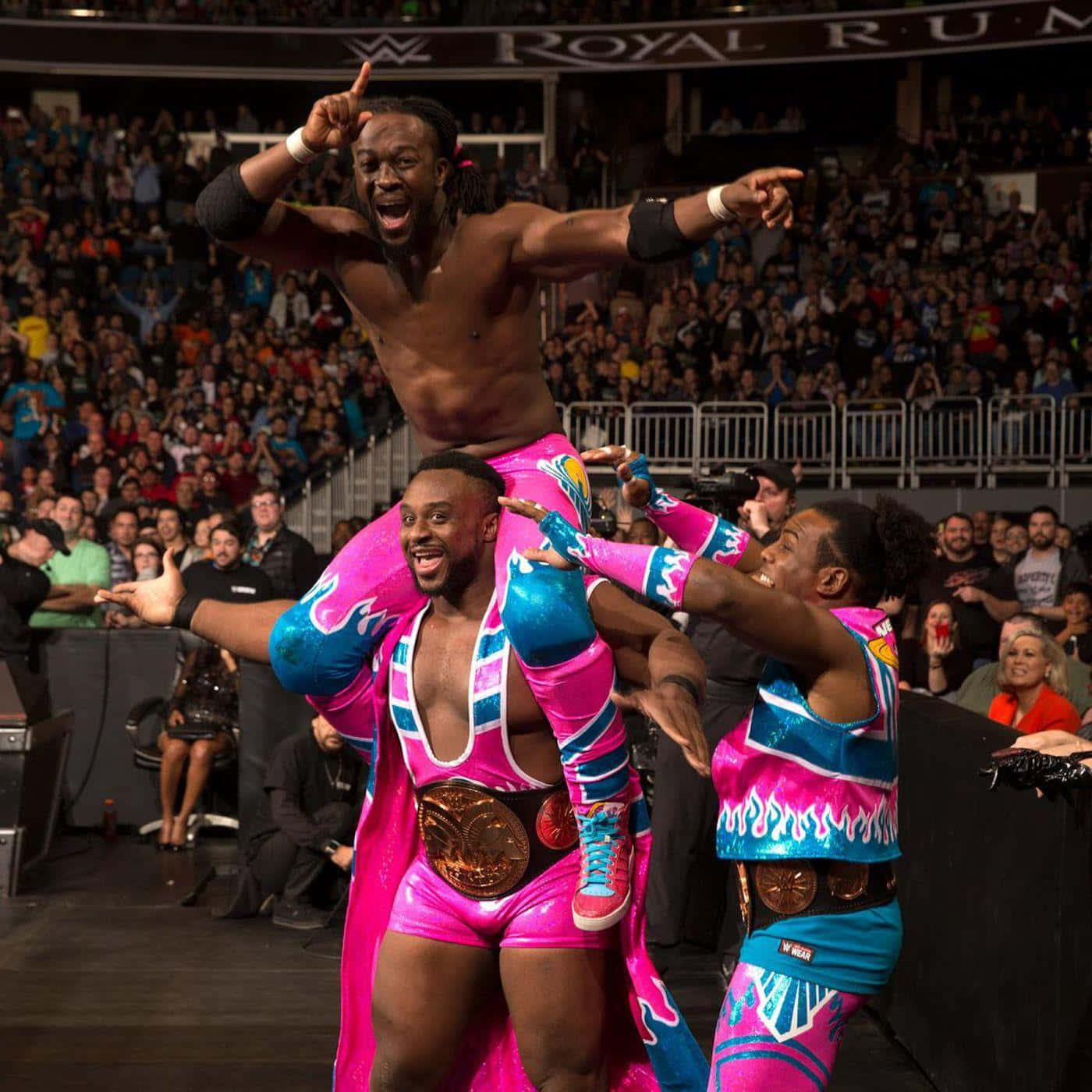 Kofi Kingston, The New Day, vibrant pink and blue gear, HD Desktop Wallpaper