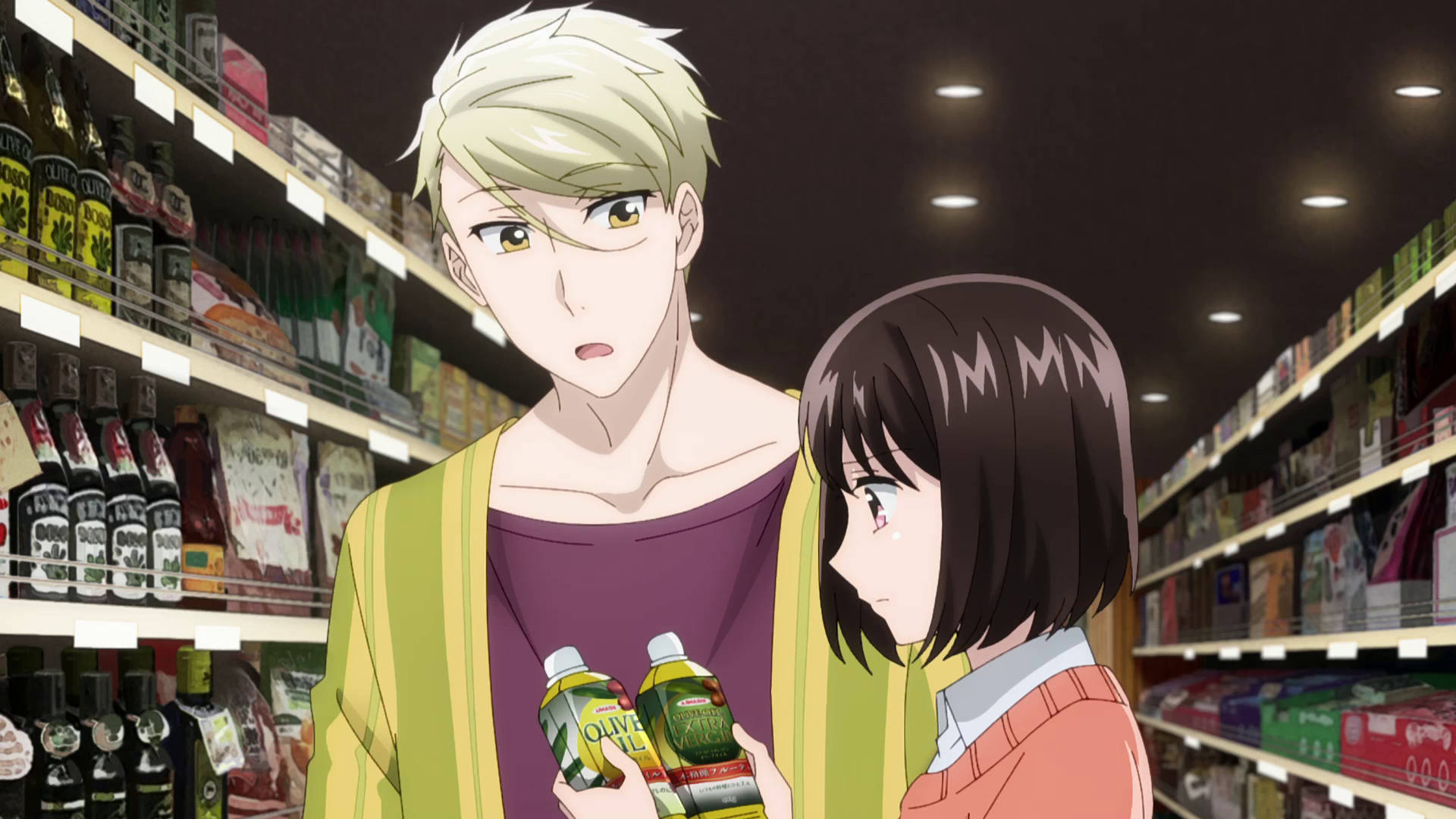 Koikimo, grocery aisles, olive oil bottles, Full HD Desktop Wallpaper