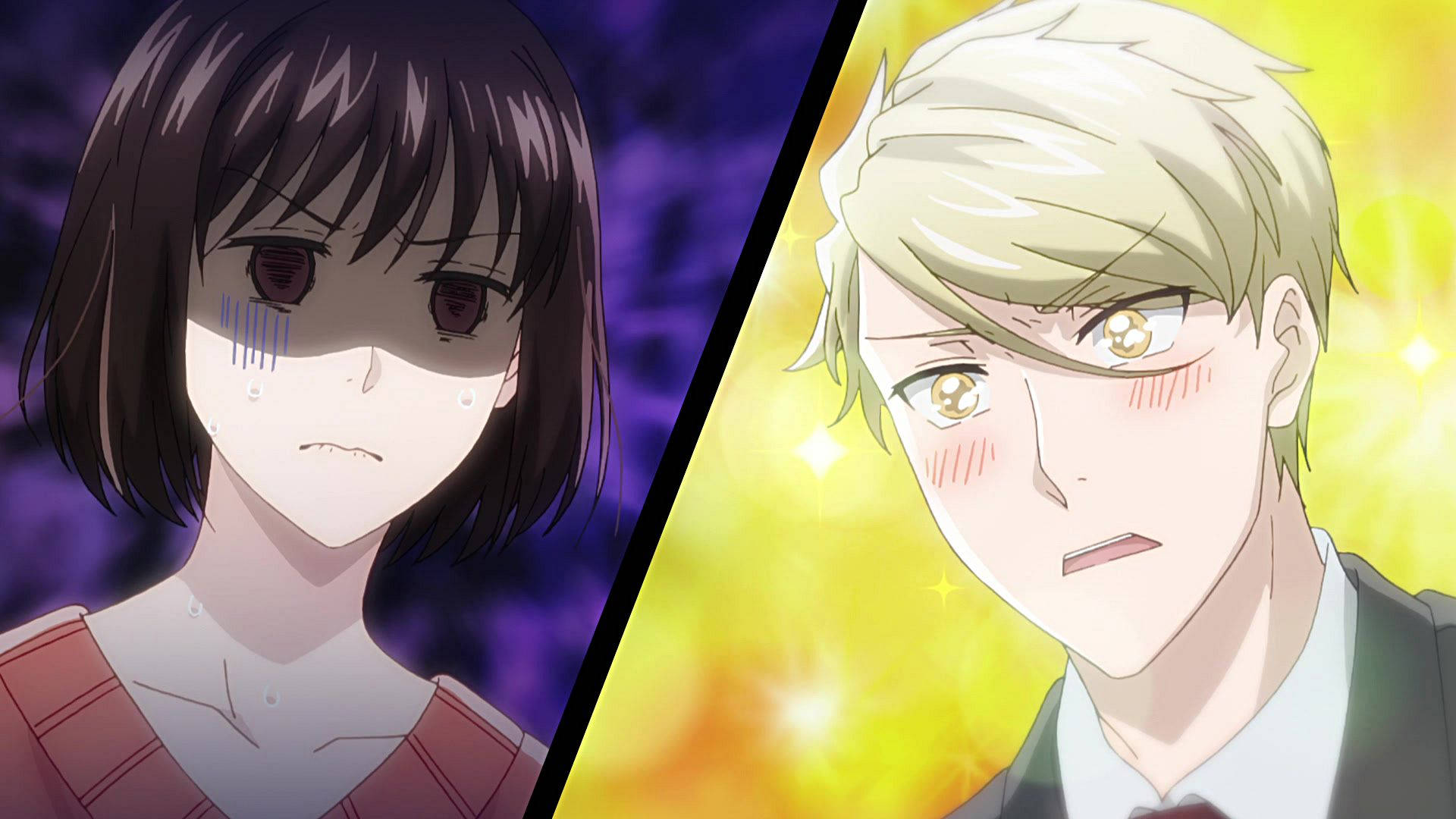 Koikimo, couple reaction, purple background, Full HD Desktop Wallpaper