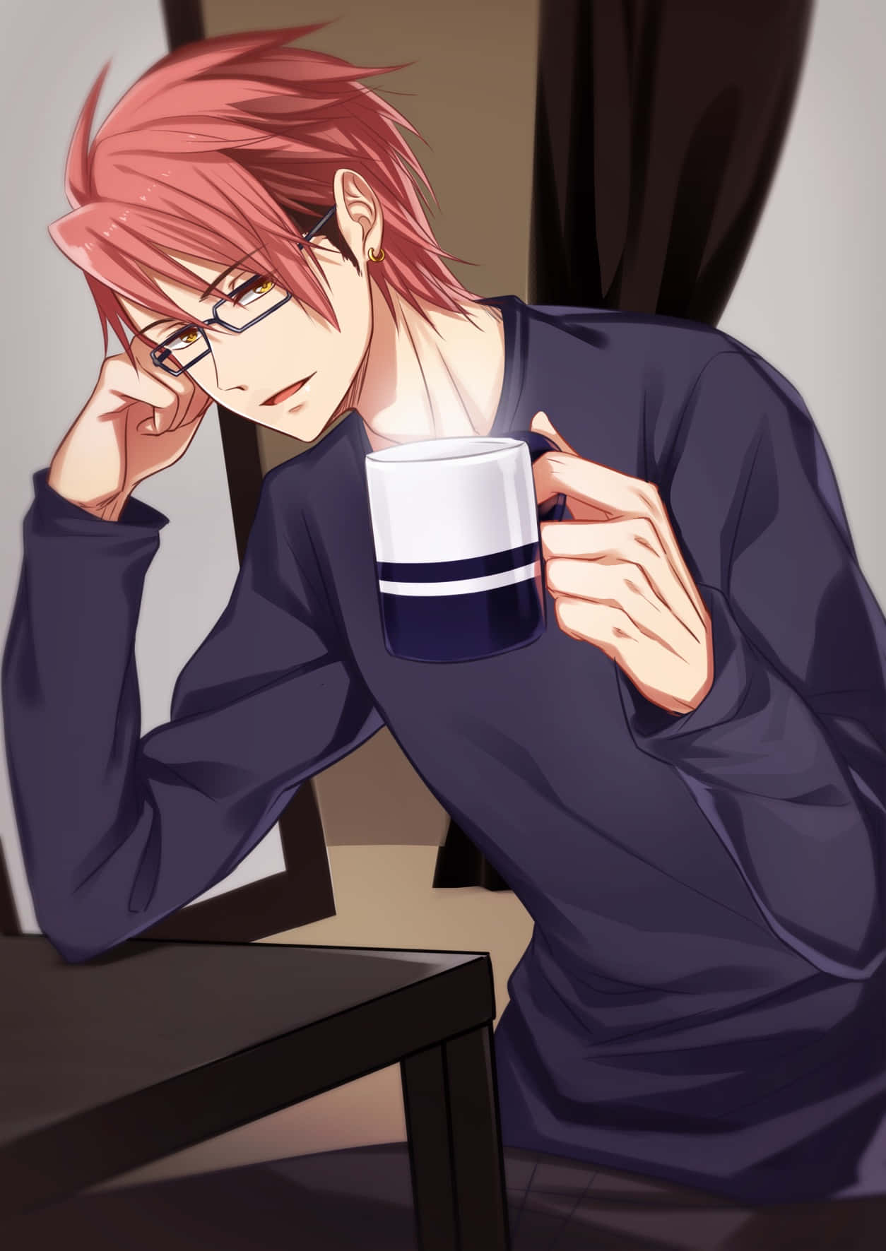 Kojiro Shinomiya, red-haired anime man, glasses, HD Phone Wallpaper