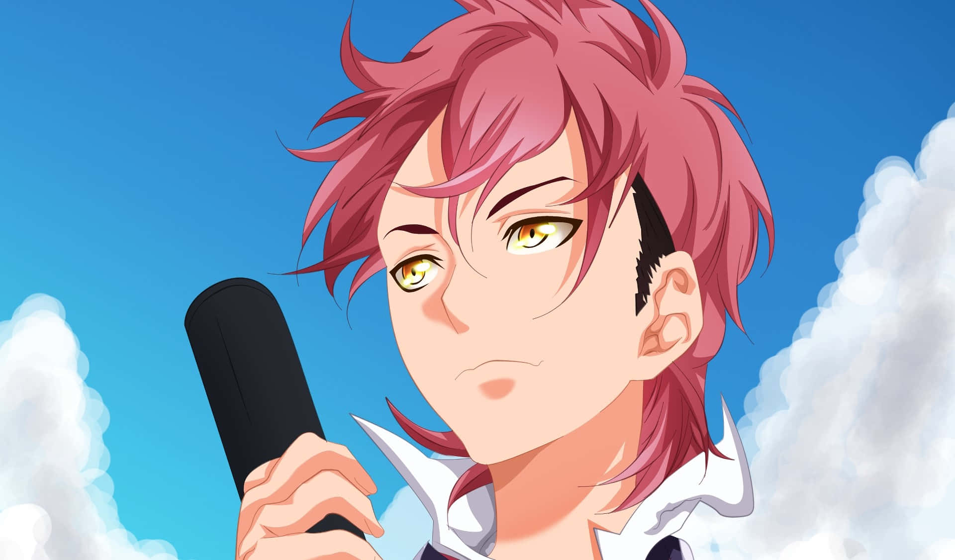Kojiro Shinomiya, pink-haired, golden eyes, Full HD Desktop Wallpaper