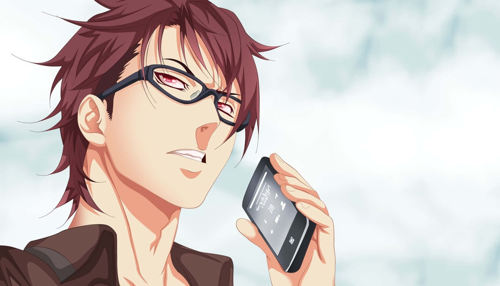 Kojiro Shinomiya, red eyes, glasses, Full HD Desktop Wallpaper