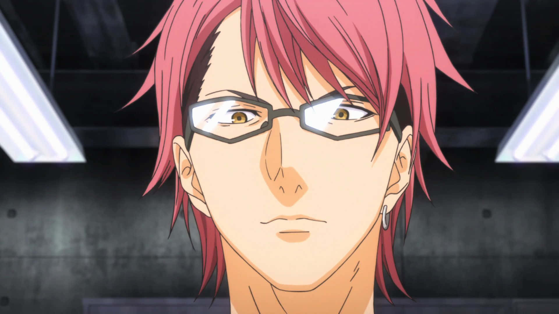Kojiro Shinomiya, pink-haired, glasses, Full HD Desktop Wallpaper