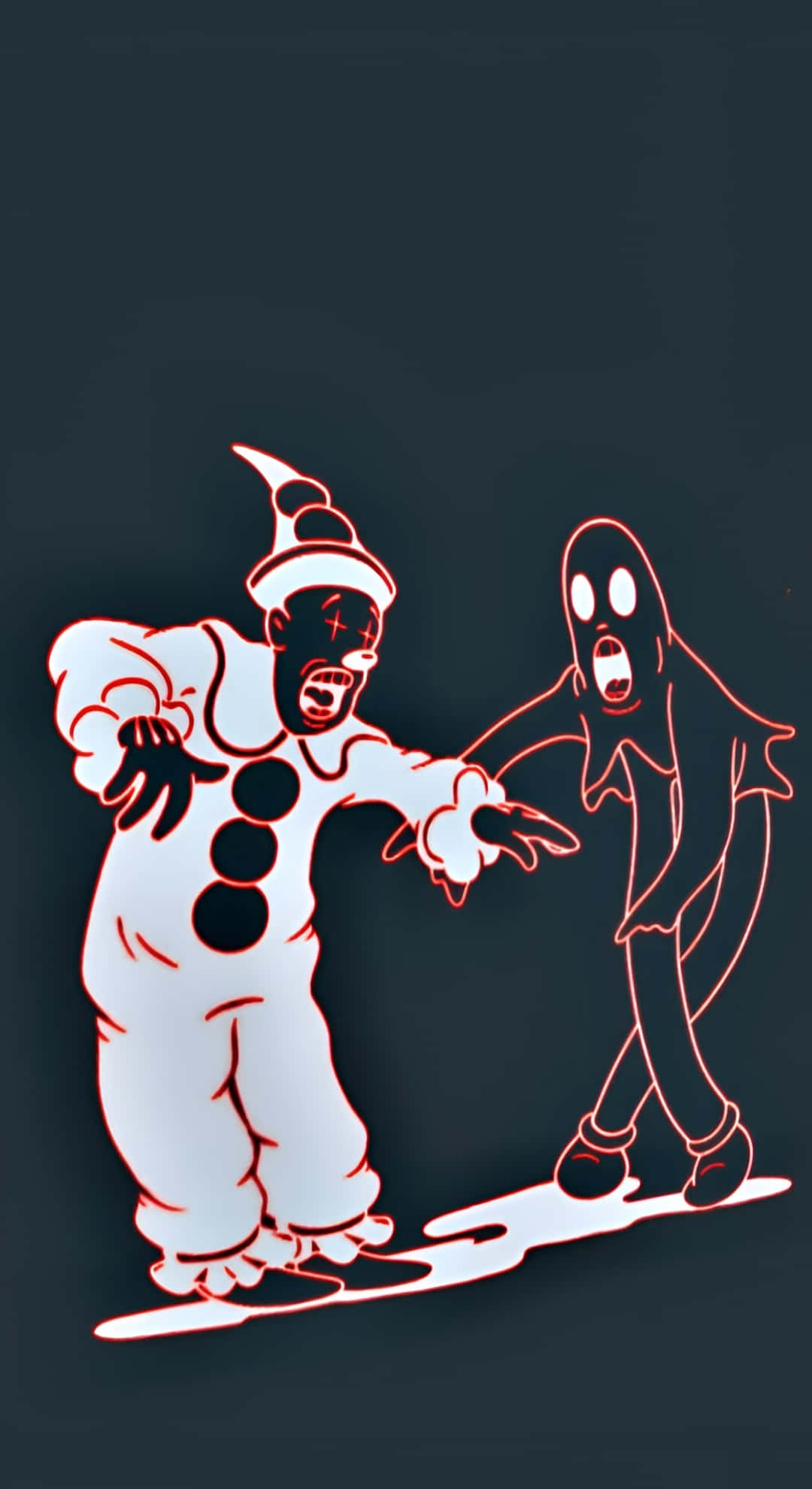 Koko The Clown, classic animation, glowing red outline, Full HD Phone Wallpaper