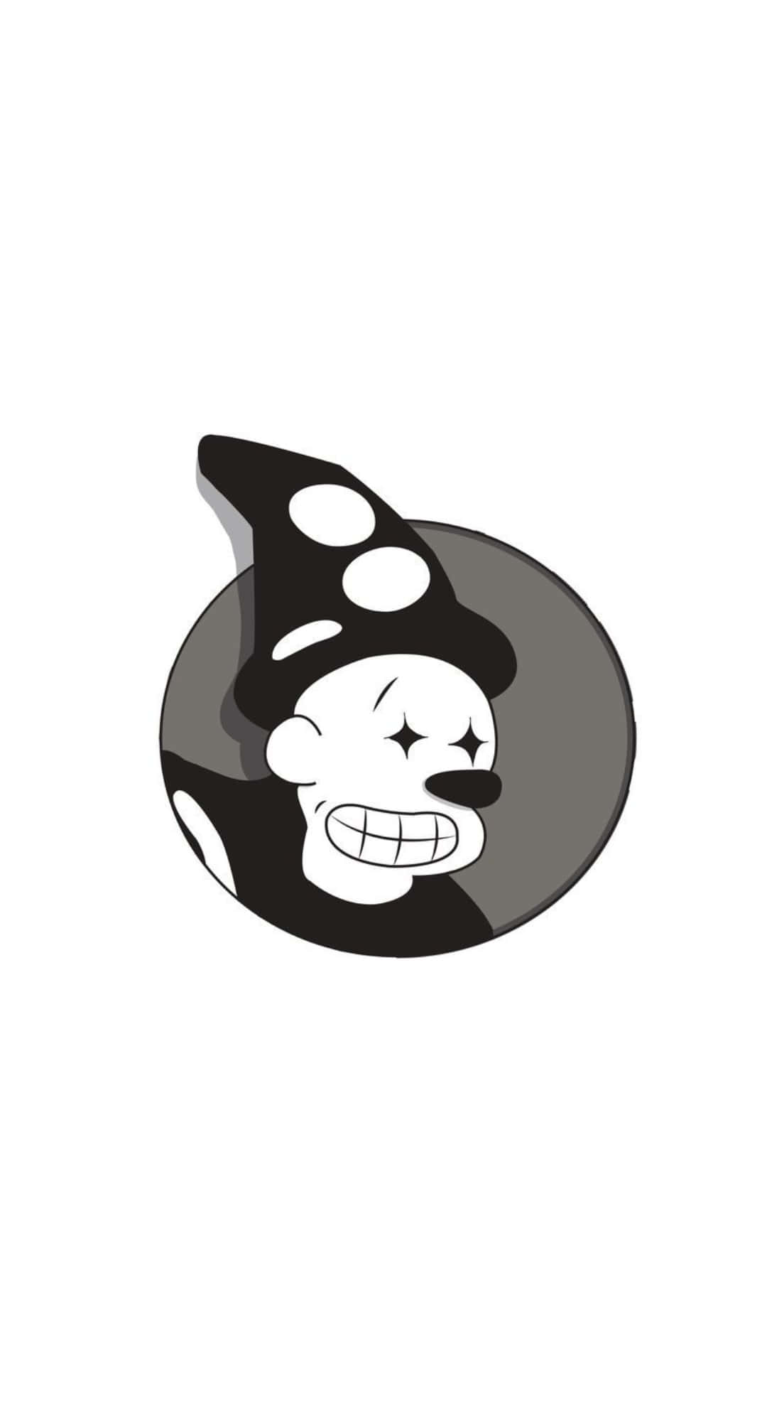 Koko The Clown, black and white polka dot witch hat, gray circle, Full HD Phone Wallpaper
