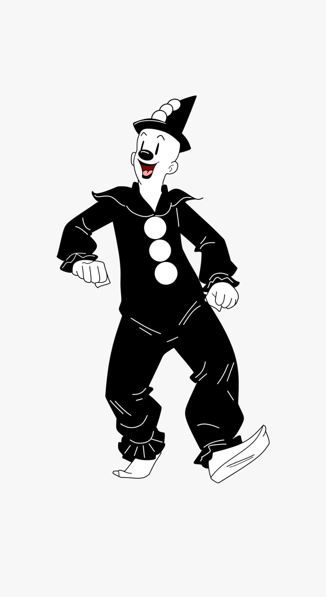 Koko The Clown, black and white, classic costume, Full HD Phone Wallpaper