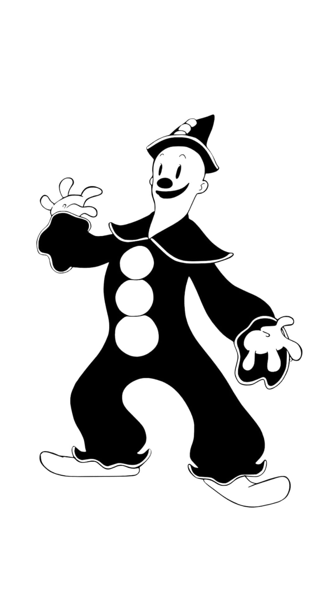 Koko The Clown, black and white, pointed hat, Full HD Phone Wallpaper