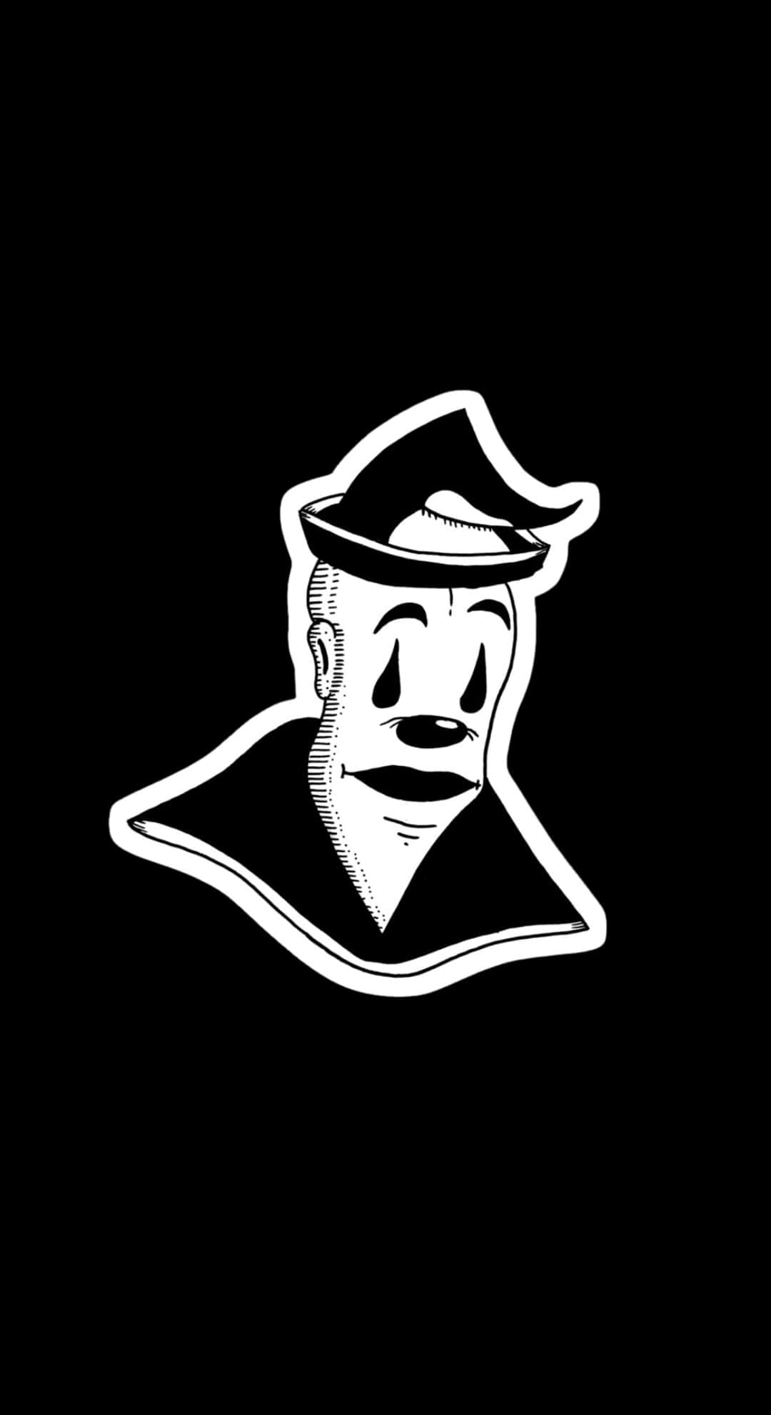 Koko The Clown, black and white, stylized illustration, Full HD Phone Wallpaper