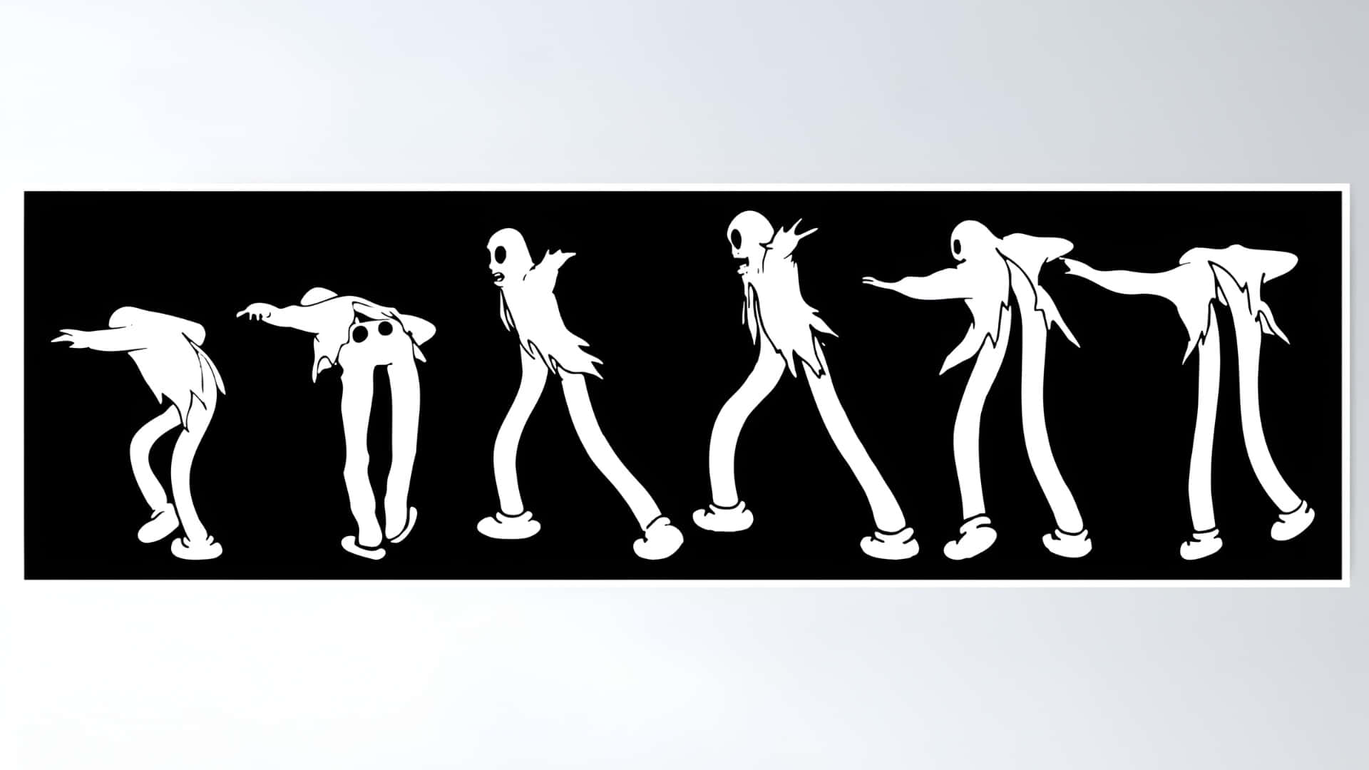 Koko The Clown, black and white silhouette, animation sequence, Full HD Desktop Wallpaper