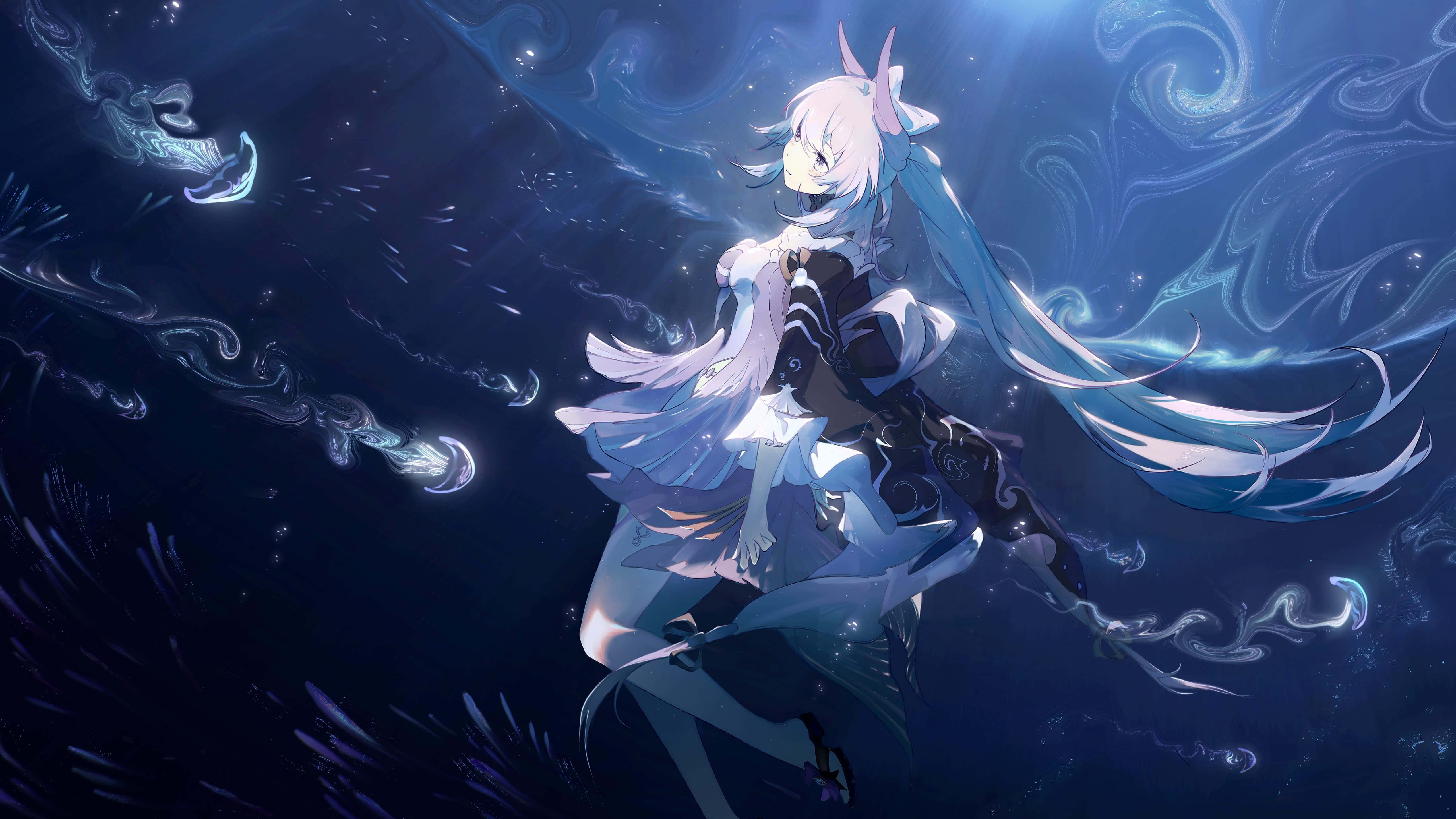 Kokomi, anime girl, long flowing hair, 5K Desktop Wallpaper