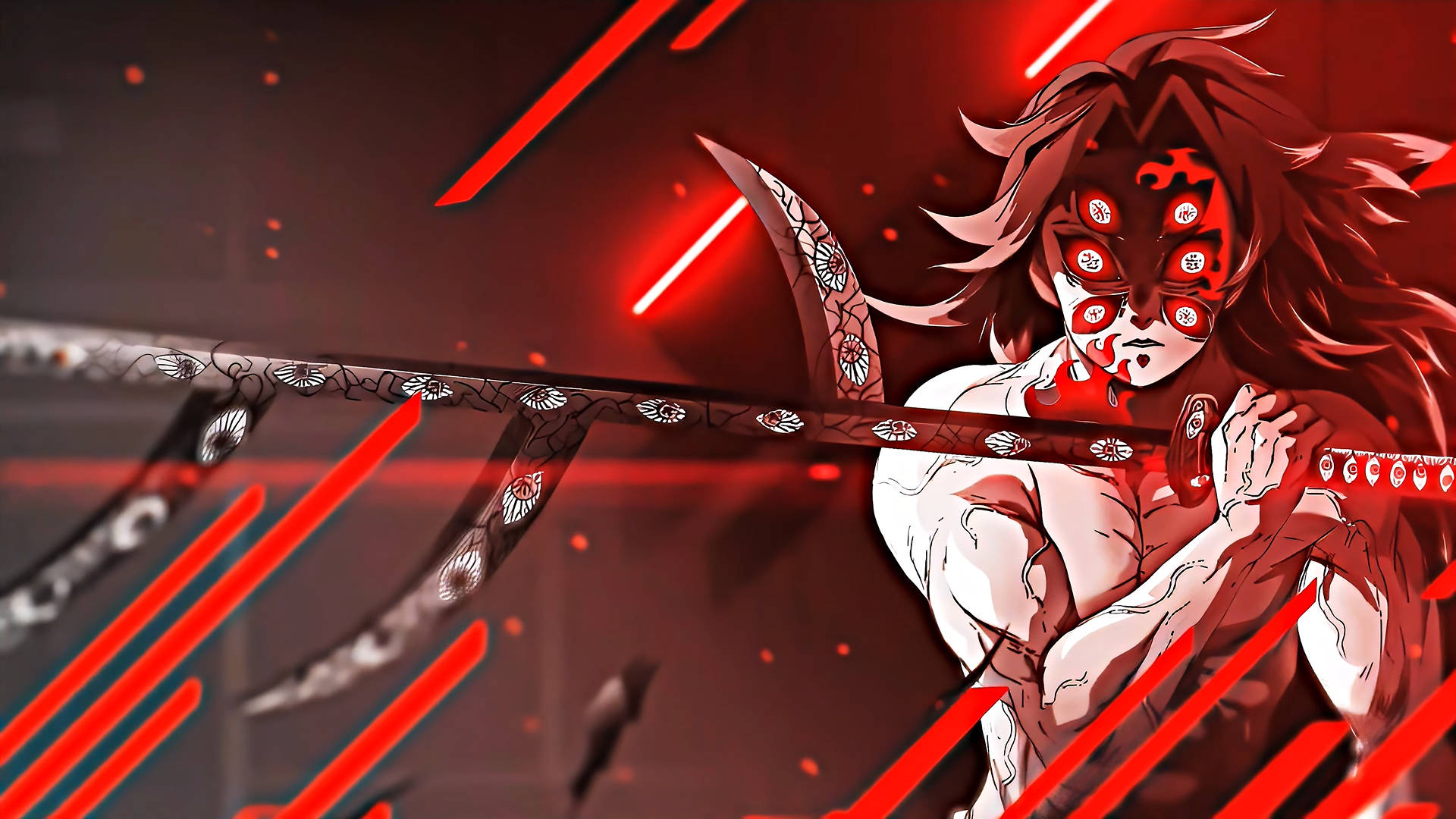 Kokushibo, red eyes, red hair, Full HD Desktop Wallpaper