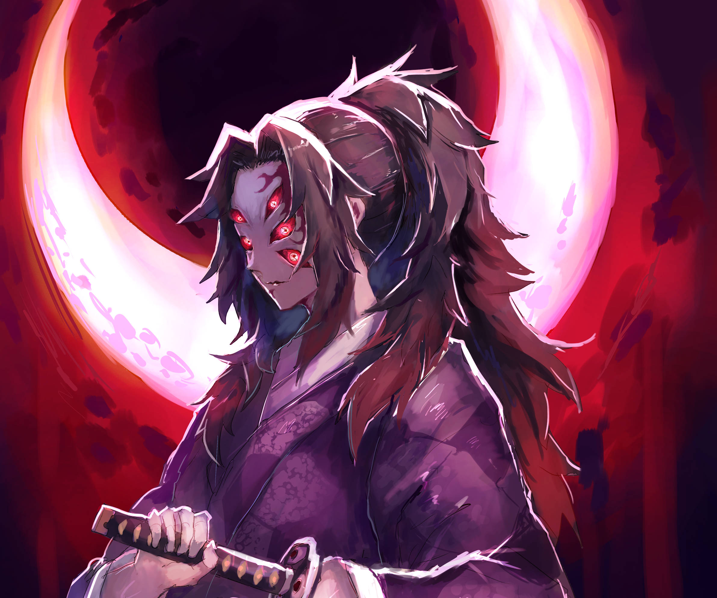 Kokushibo, robe, katana, Full HD Desktop Wallpaper