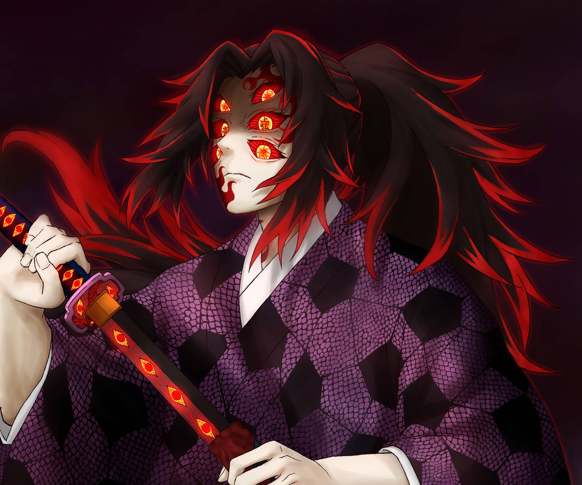 Kokushibo, six red eyes, glowing red eyes, Full HD Desktop Wallpaper
