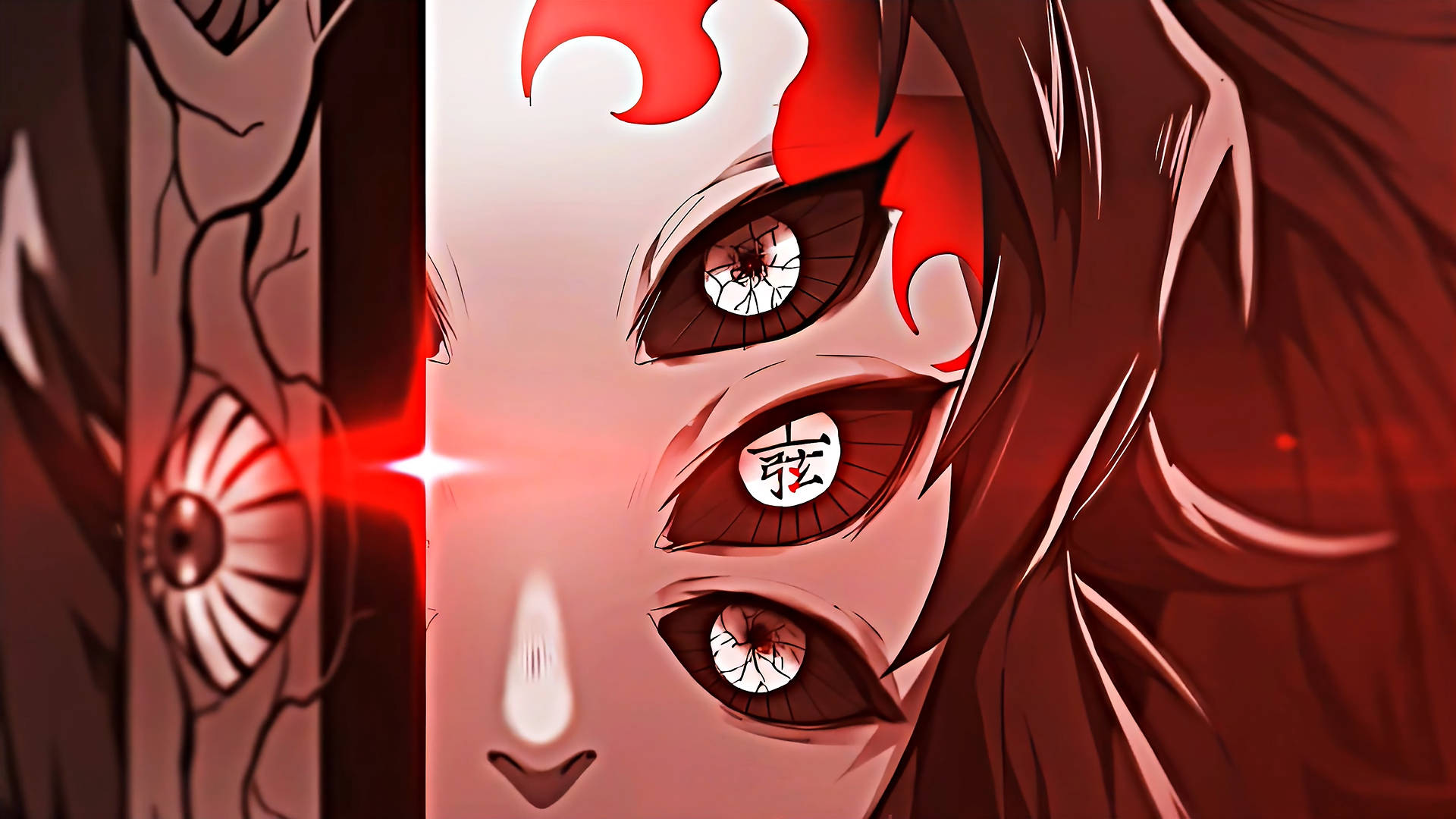 Kokushibo, three glowing red eyes, tear, Full HD Desktop Wallpaper