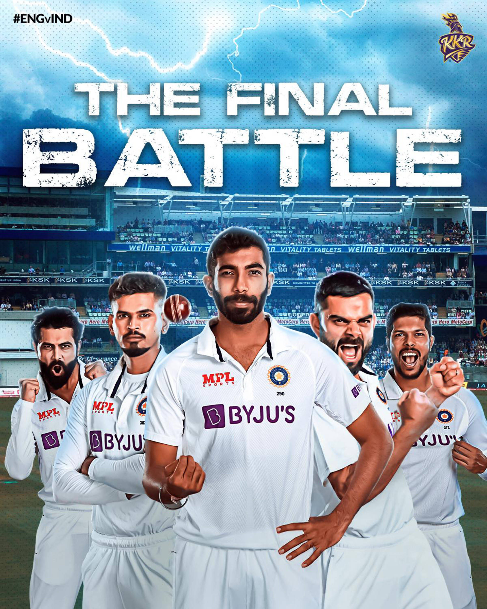 Kolkata Knight Riders, white uniforms, stormy sky, Full HD Phone Wallpaper