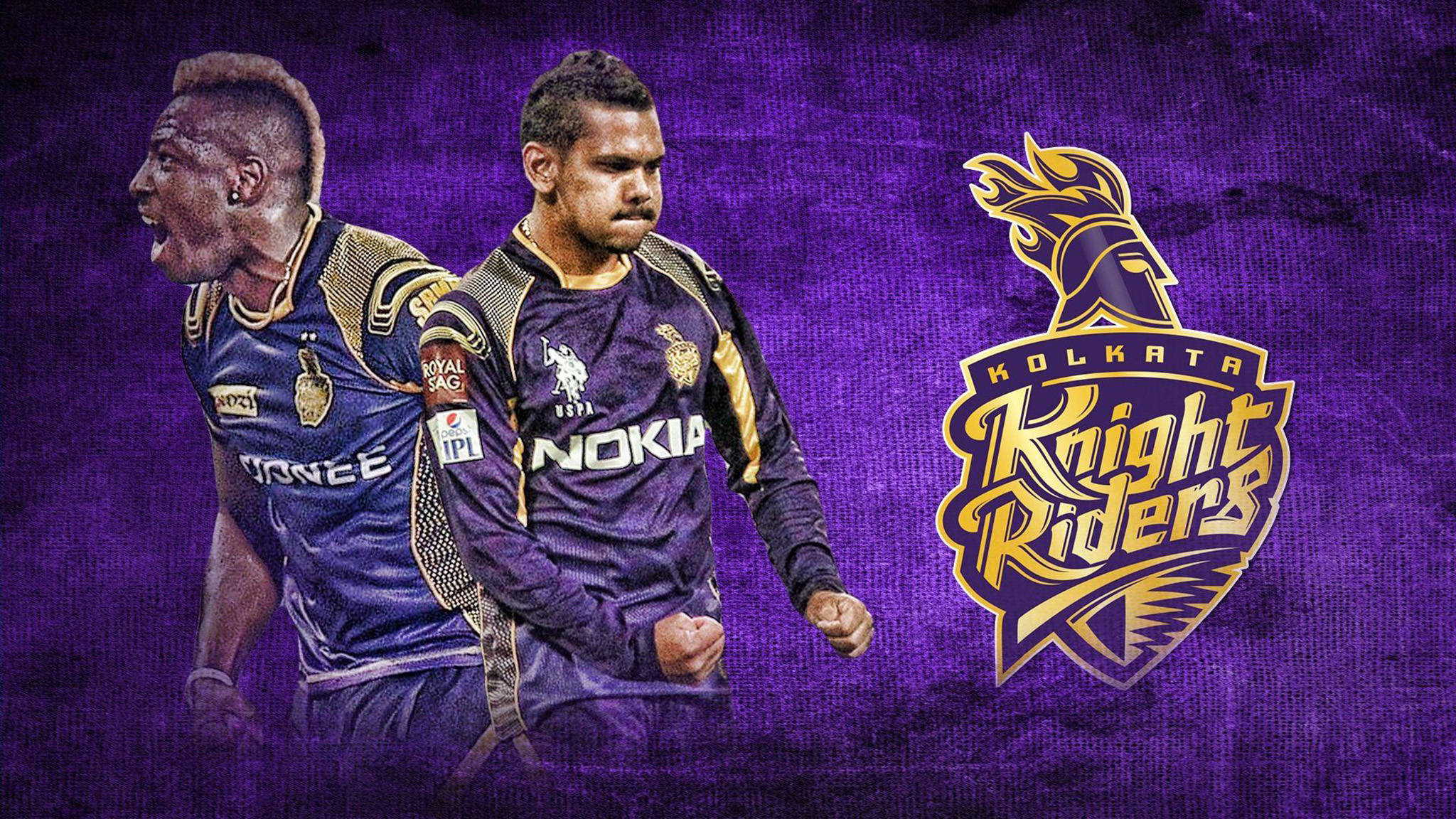 Kolkata Knight Riders, purple jerseys, textured purple background, Full HD Desktop Wallpaper