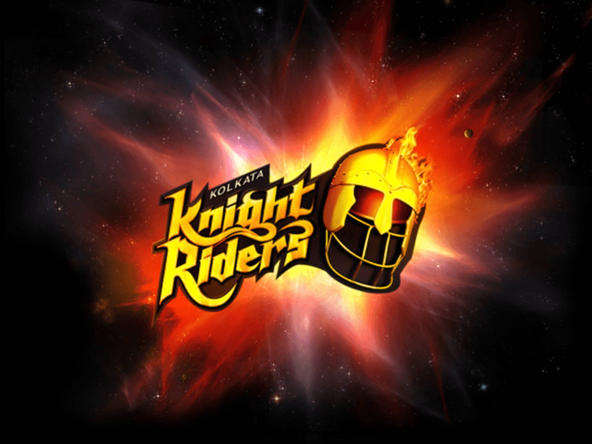 Kolkata Knight Riders, Red Galaxy, fiery golden knight helmet, Full HD Desktop Wallpaper