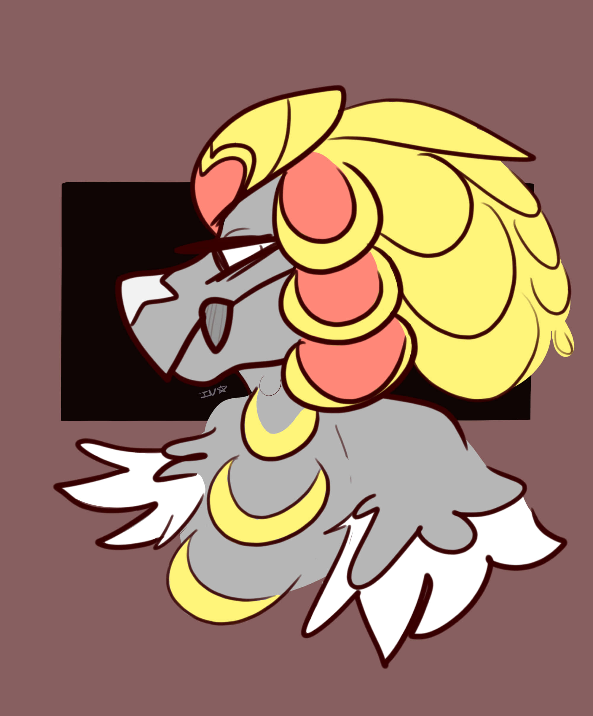Kommo-o, maroon background, yellow horns, Full HD Phone Wallpaper