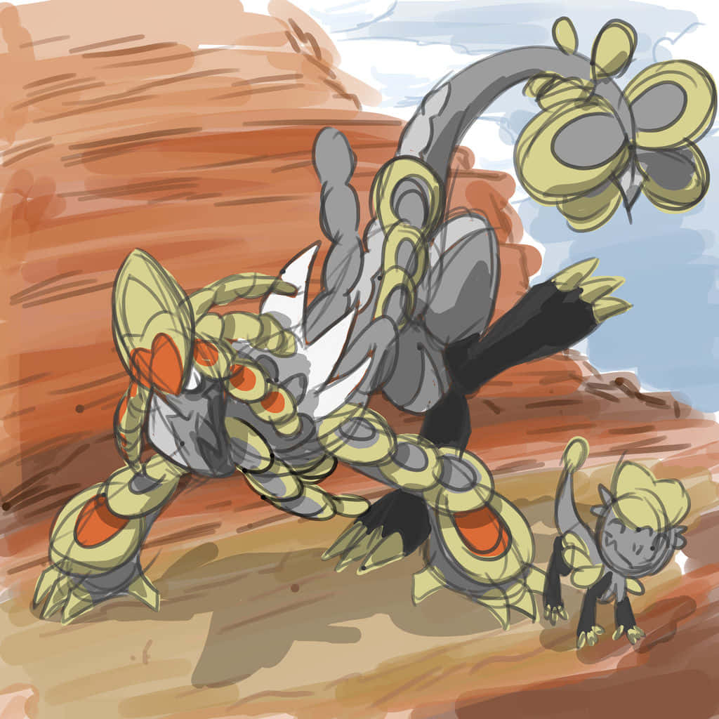 Kommo-o, scorpion-like, yellow and gray segments, SD Desktop Wallpaper