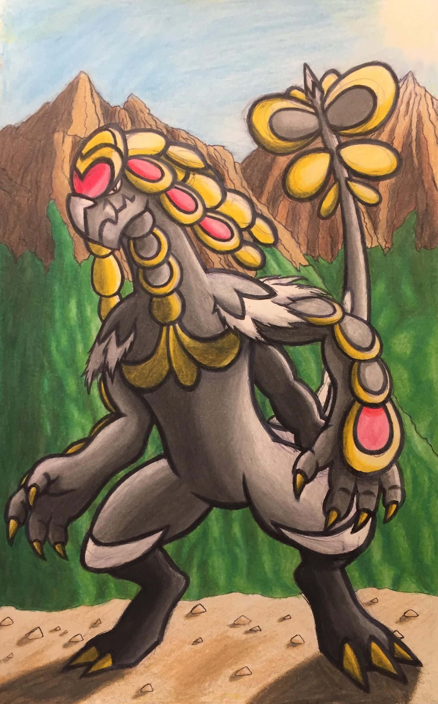 Kommo-o, gray lion-like creature, golden coin adornments, Full HD Phone Wallpaper