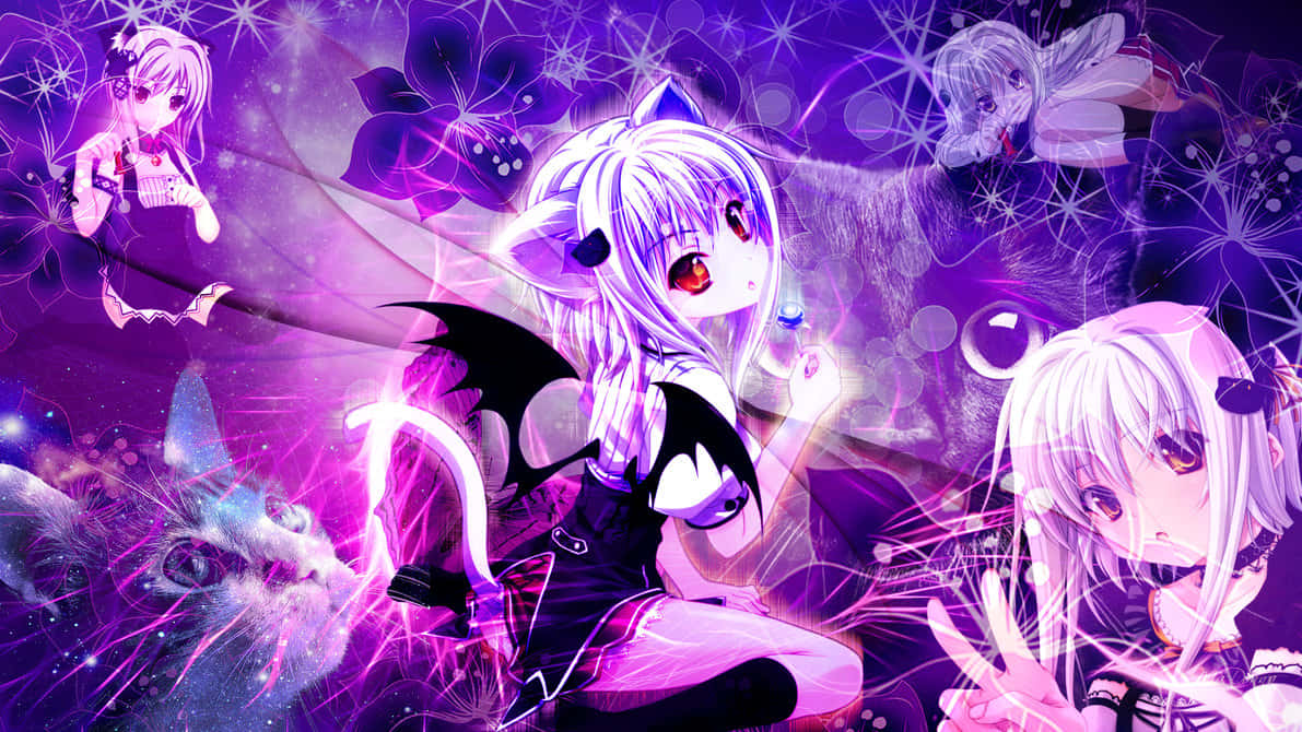 Koneko Toujou, anime fantasy artwork, white-haired characters, SD Desktop Wallpaper