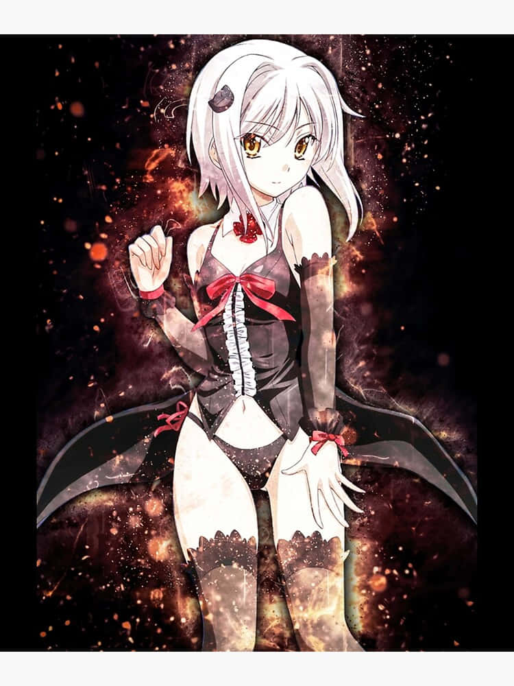 Koneko Toujou, silver-haired, black corset, SD Phone Wallpaper