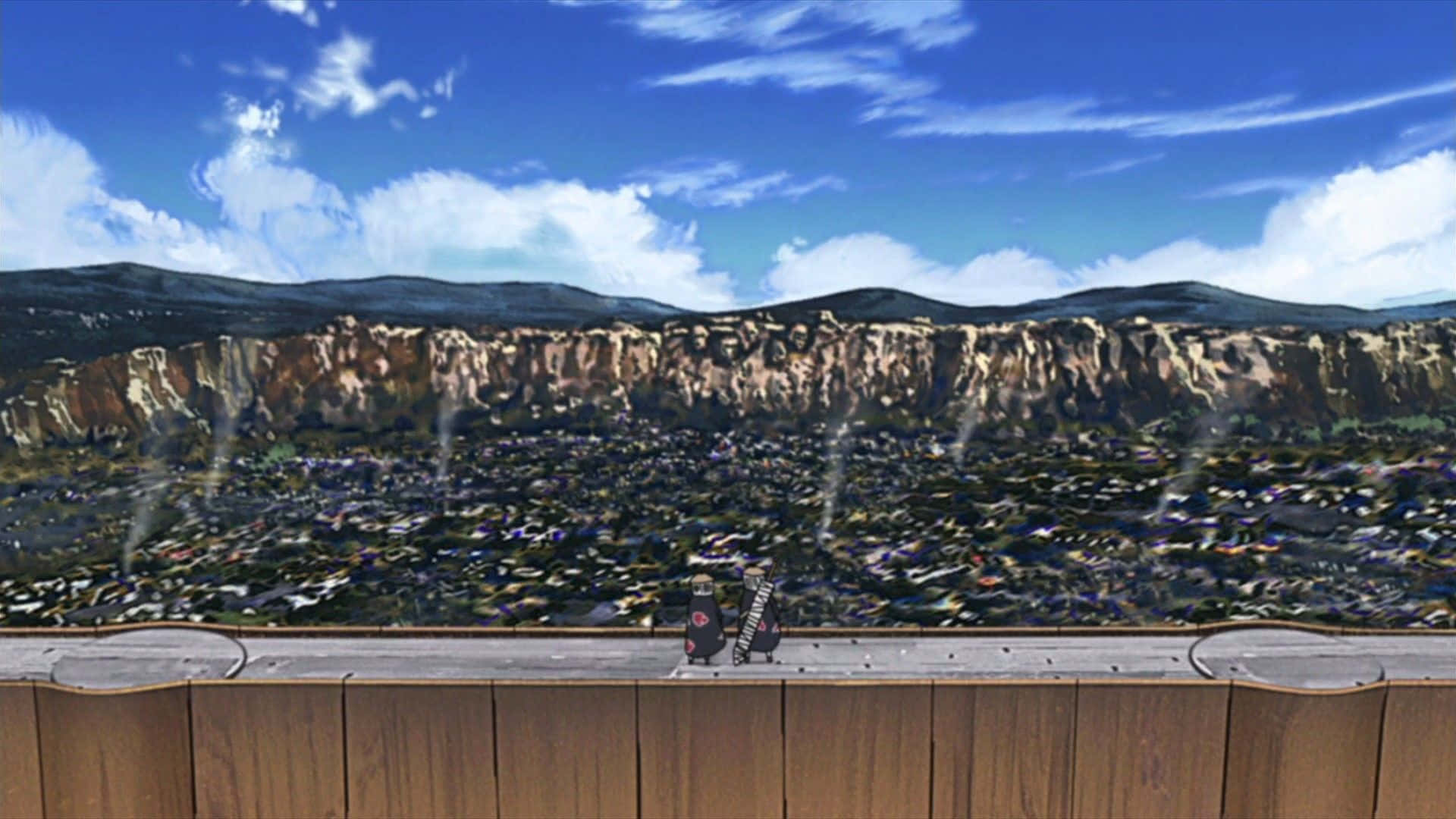 Konoha, hidden leaf village, wooden railing, Full HD Desktop Wallpaper