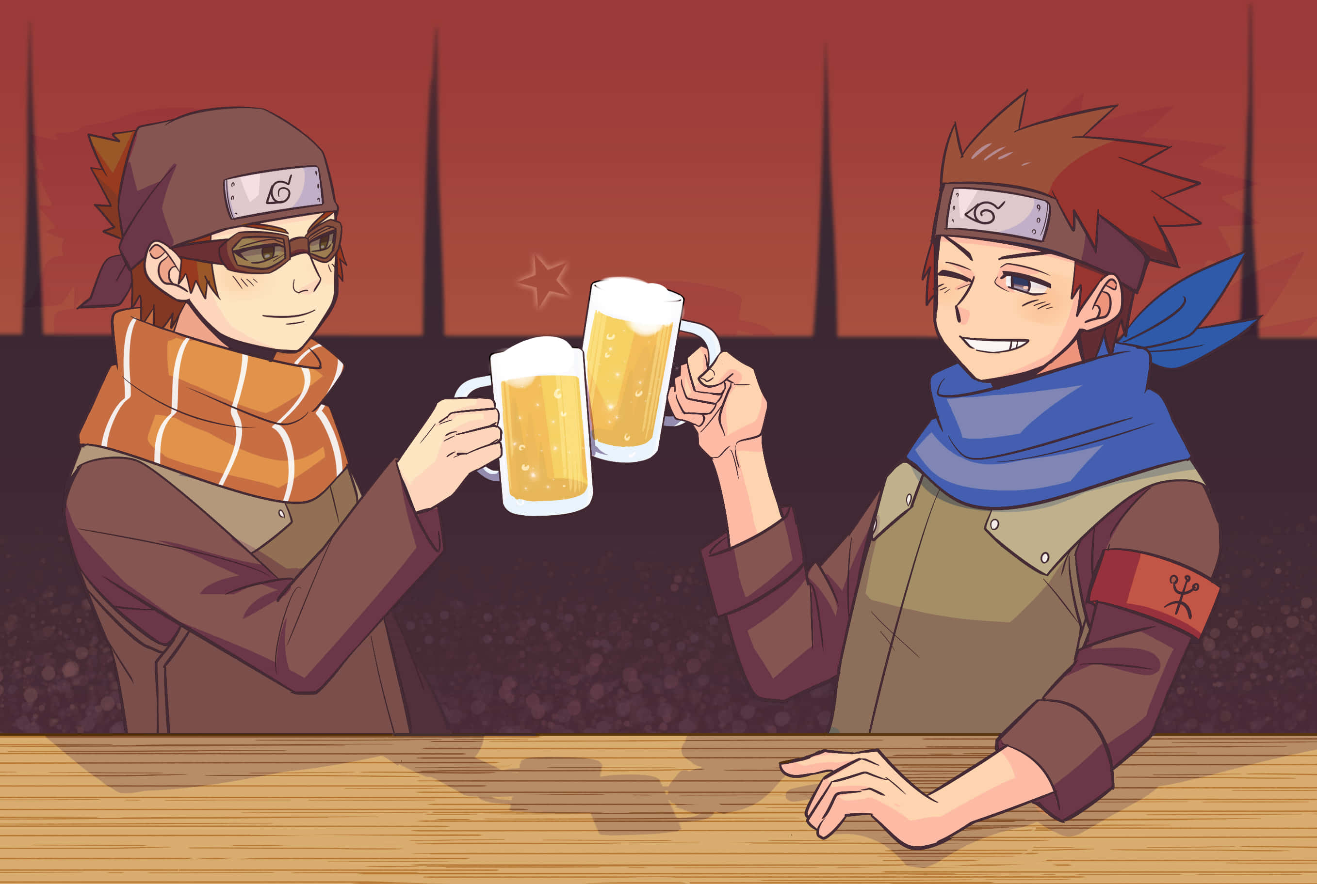 Konohamaru Sarutobi, anime ninja, wooden bar, 2K Desktop Wallpaper