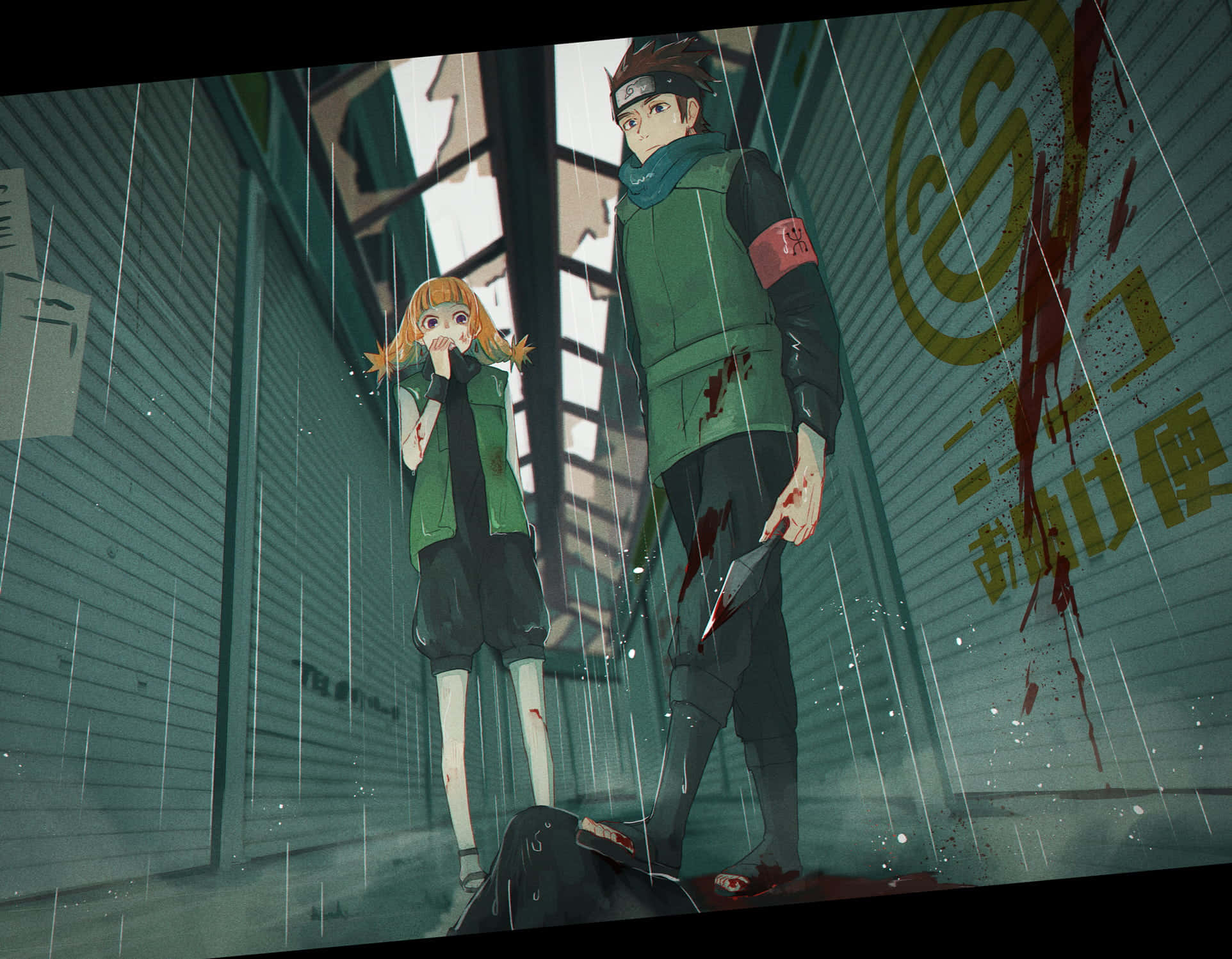 Konohamaru Sarutobi, anime characters, rain-soaked alley, Full HD Desktop Wallpaper