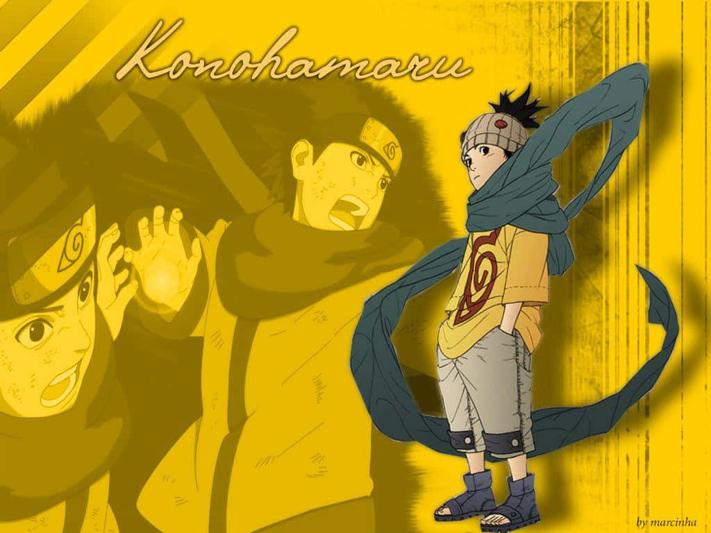 Konohamaru Sarutobi, hidden leaf, yellow background, SD Desktop Wallpaper