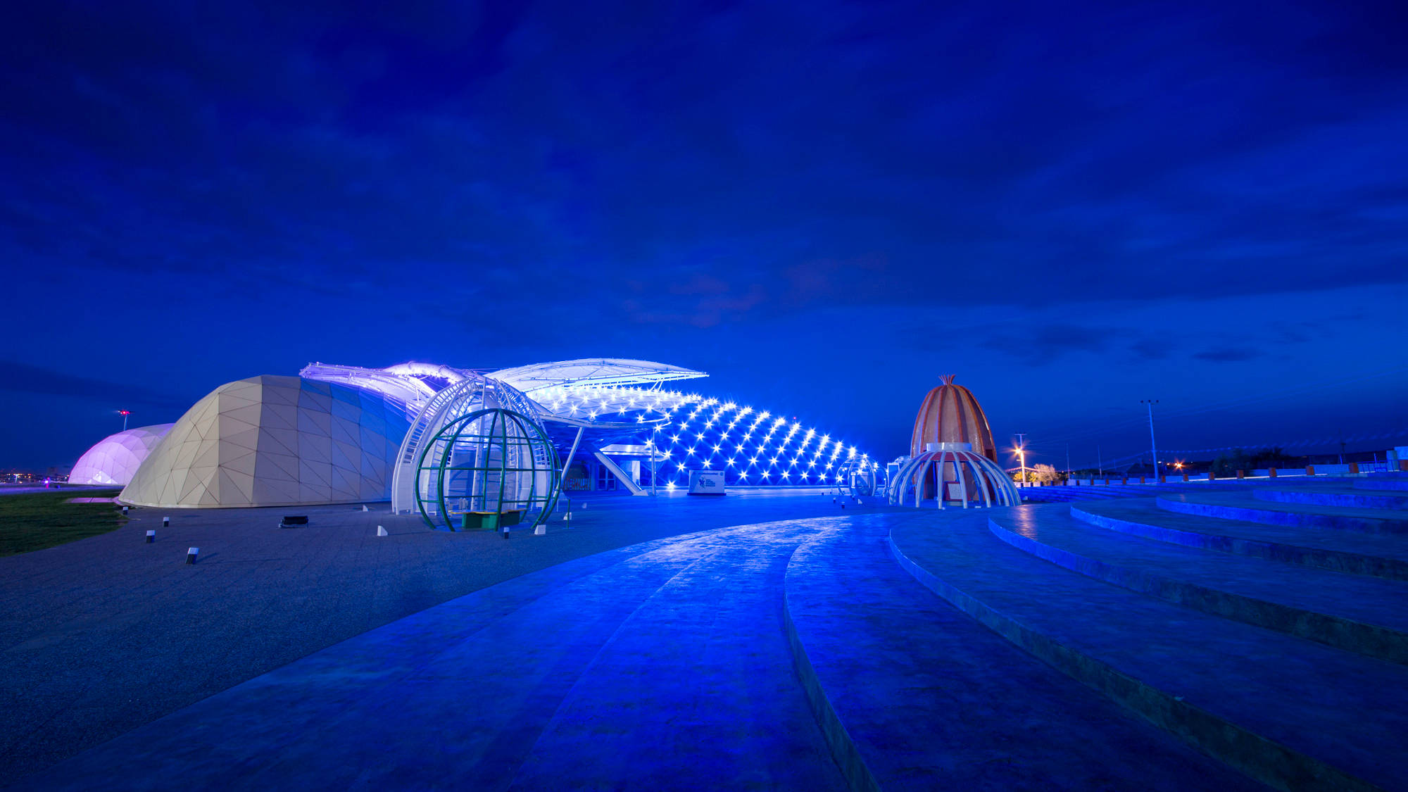 Konya, Tropical Butterfly Garden, blue lights, Full HD Desktop Wallpaper